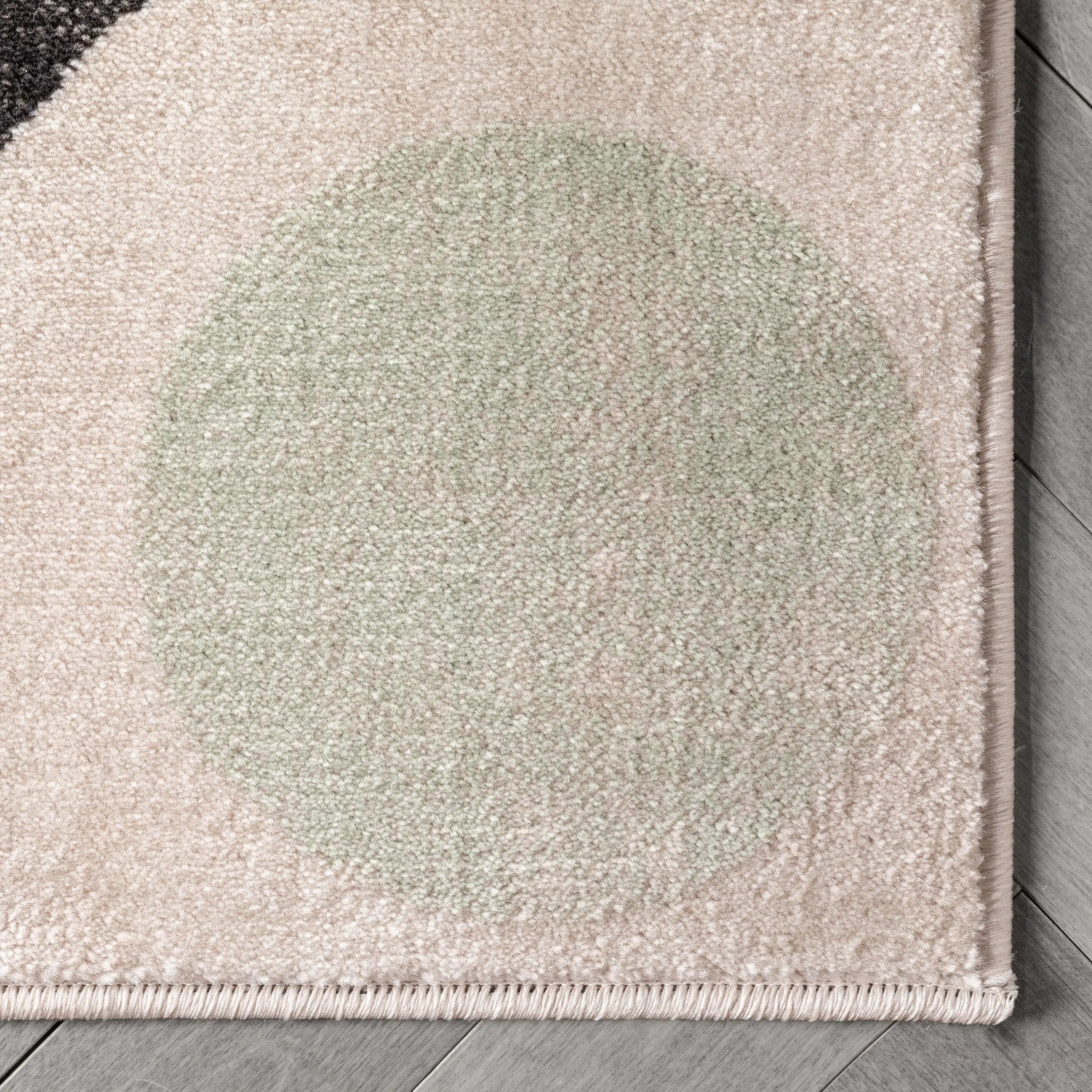 Avi Modern Geometric Grey Green Rug Well Woven