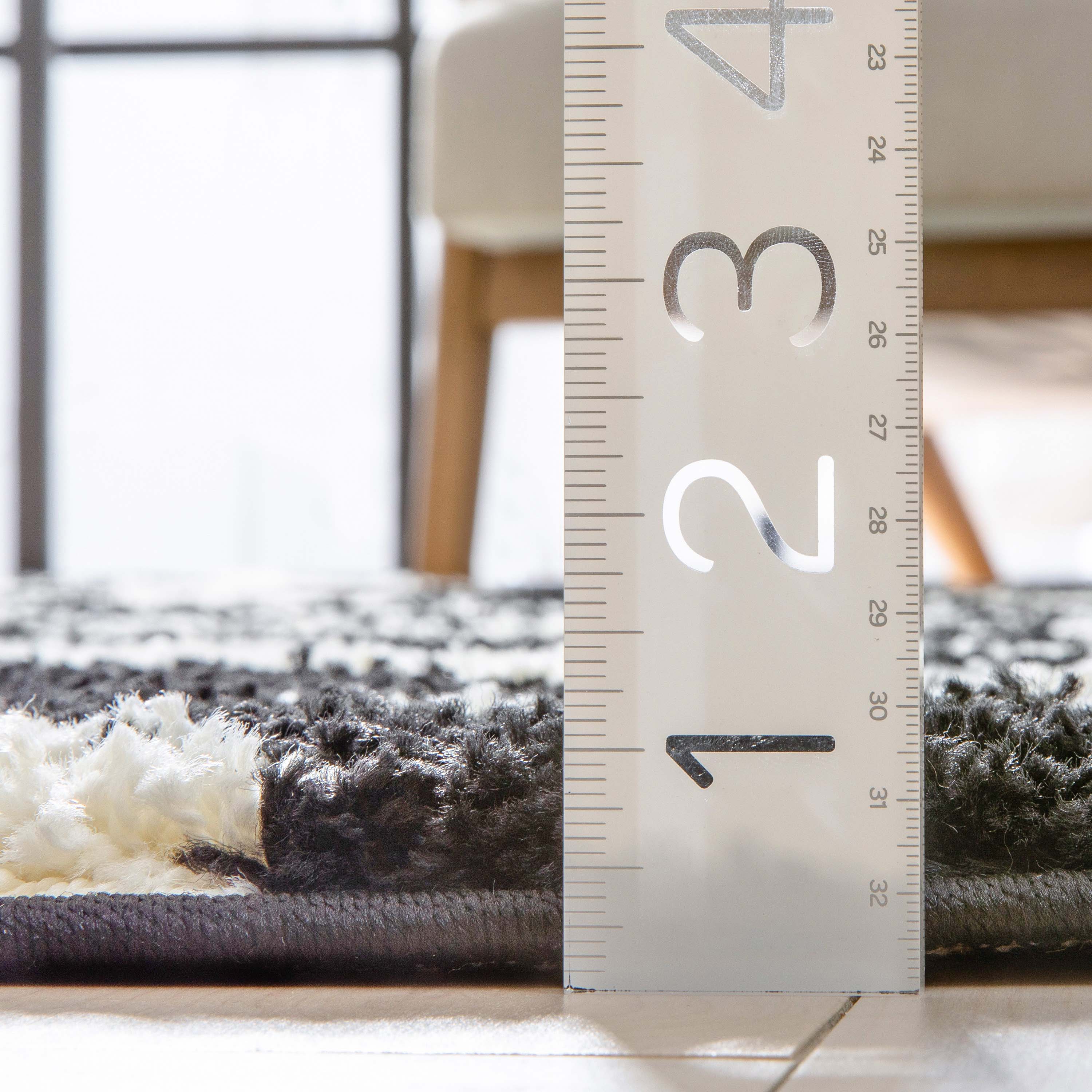 Safari Zebra Black Contemporary Shag Rug