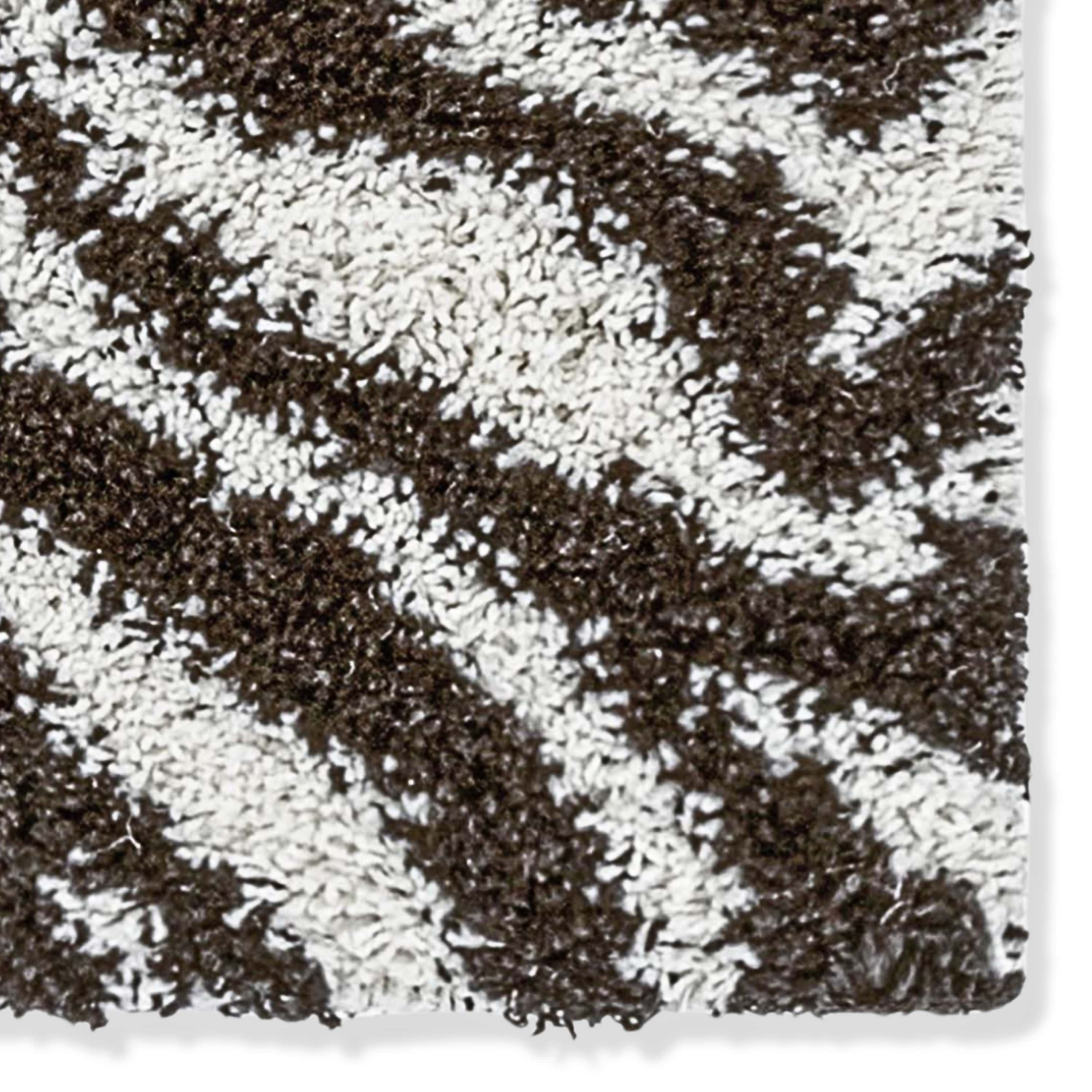 Safari Zebra Brown Contemporary Shag Rug