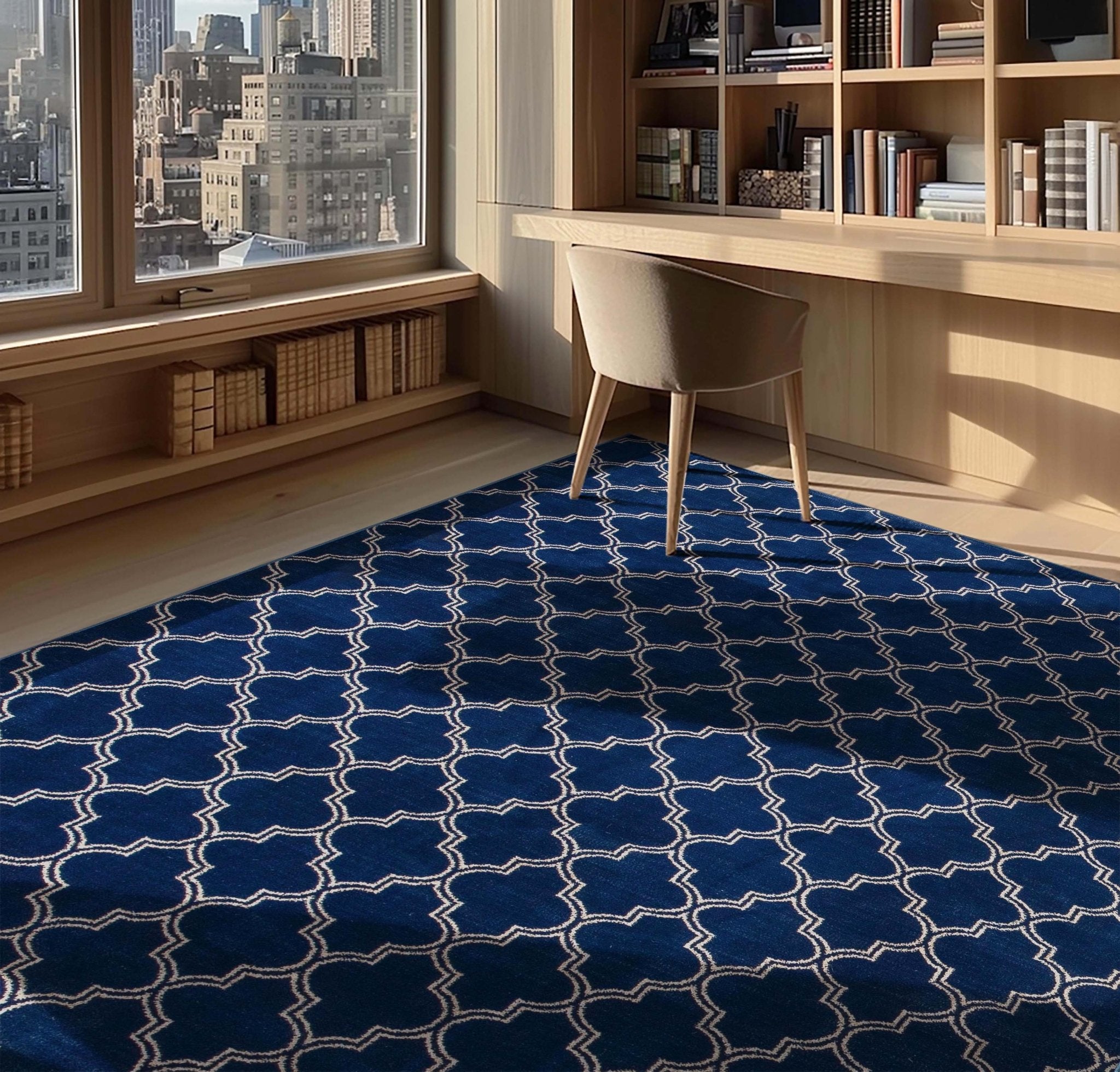 Nantucket Trellis Custom-Made Rug, Made to Order, High-Quality, Elegant Blue Design Area Rug - Well Woven