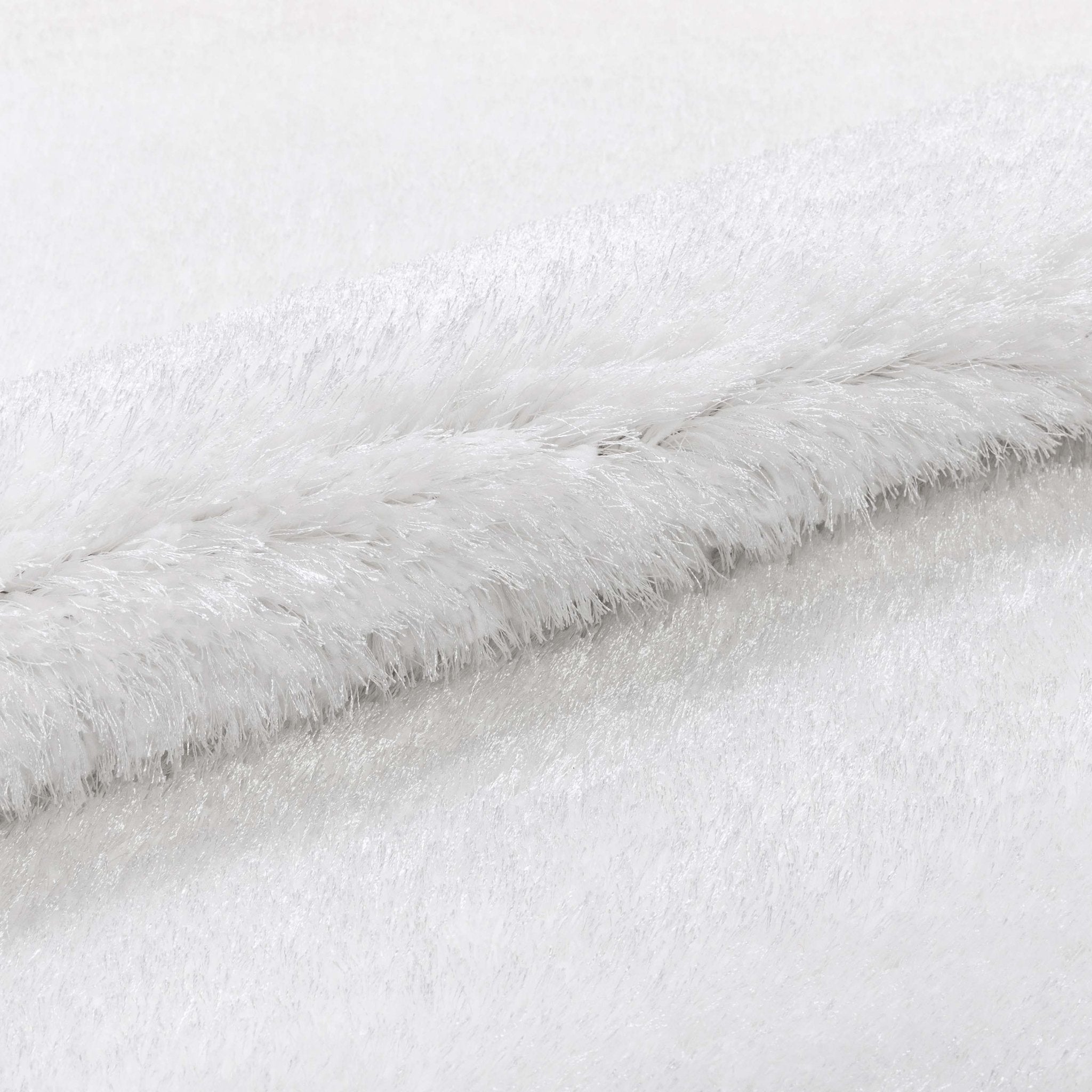 Feather Collection Liza White Shag Rug – Sparkly, Plush, Minimalist Glam - Well Woven - white rug texture