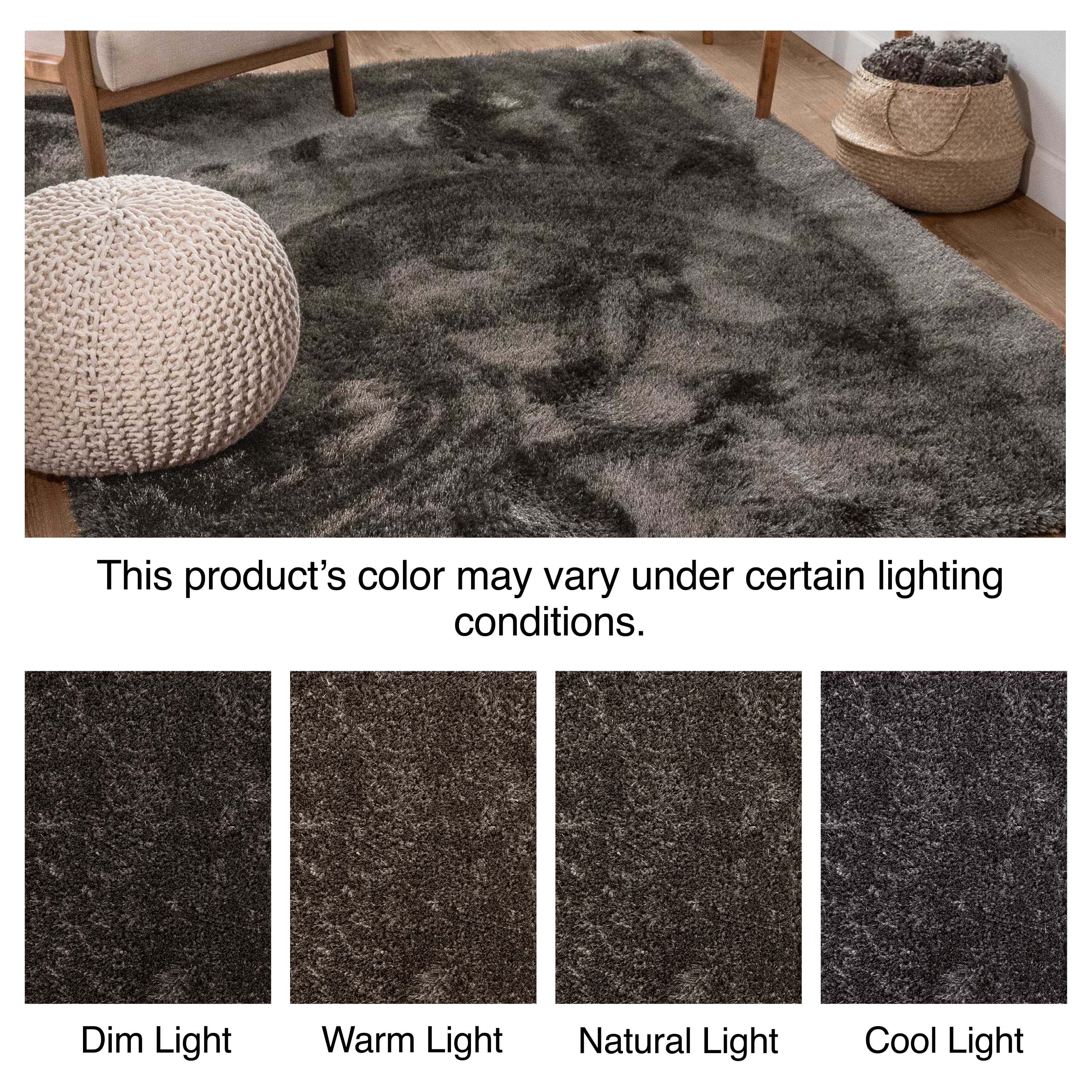 Feather Collection Liza Black Shag Rug – Sparkly, Plush, Minimalist Glam