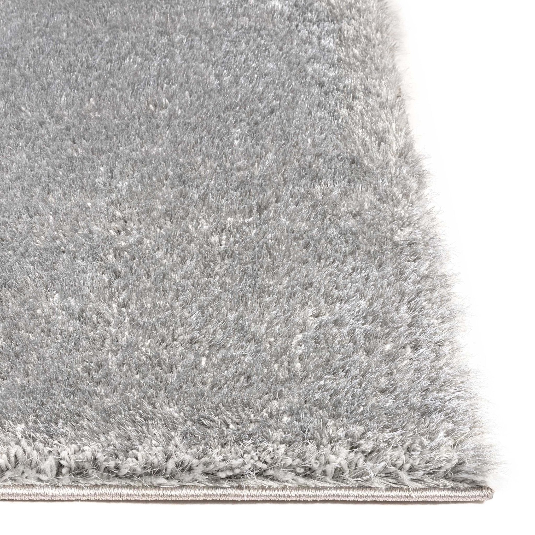Feather Collection Liza Silver Shag Rug – Sparkly, Plush, Minimalist Glam - Well Woven - Thick pile