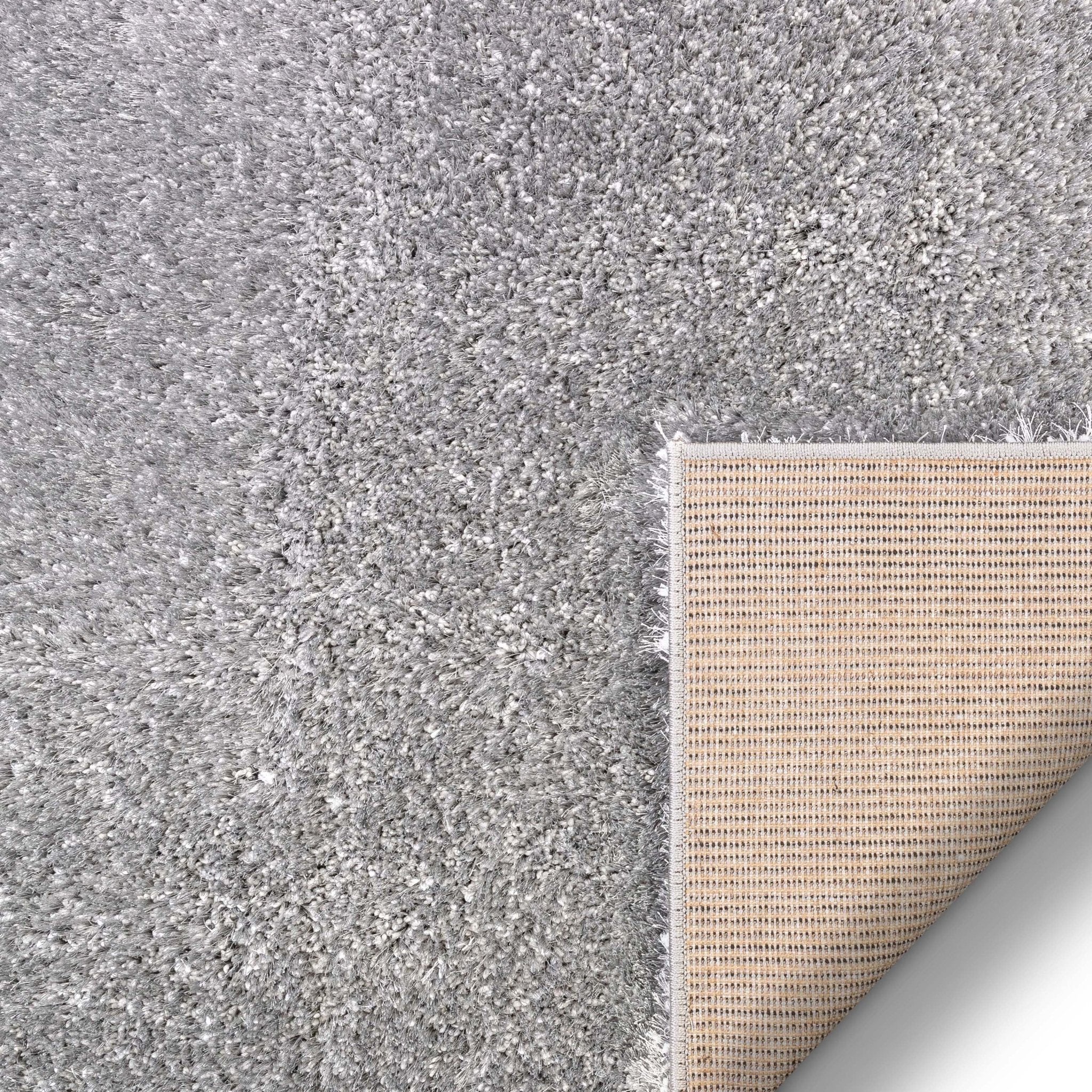 Feather Collection Liza Silver Shag Rug – Sparkly, Plush, Minimalist Glam - Well Woven - Rug Backing