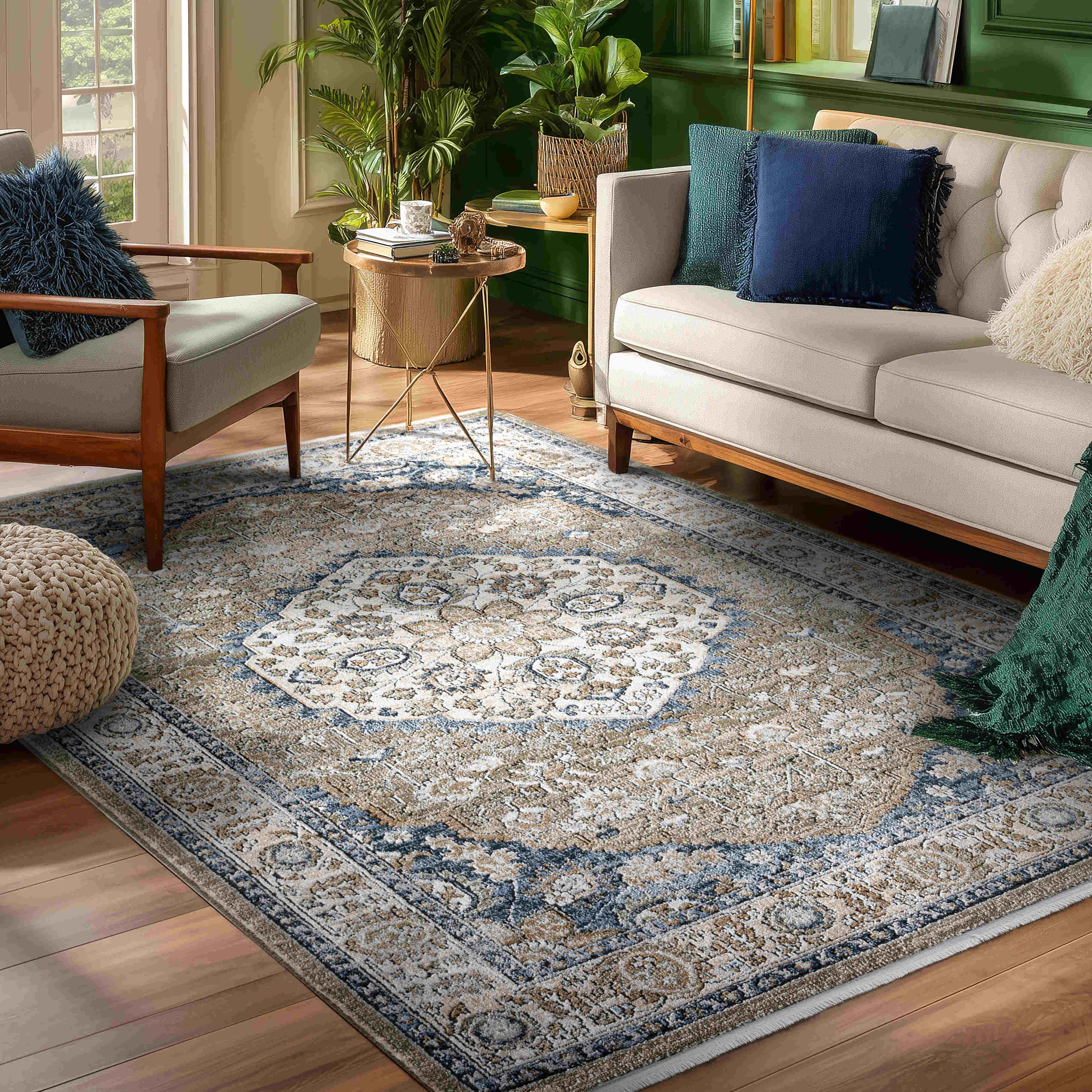 Mythos Vintage Medallion Rug with Fringe