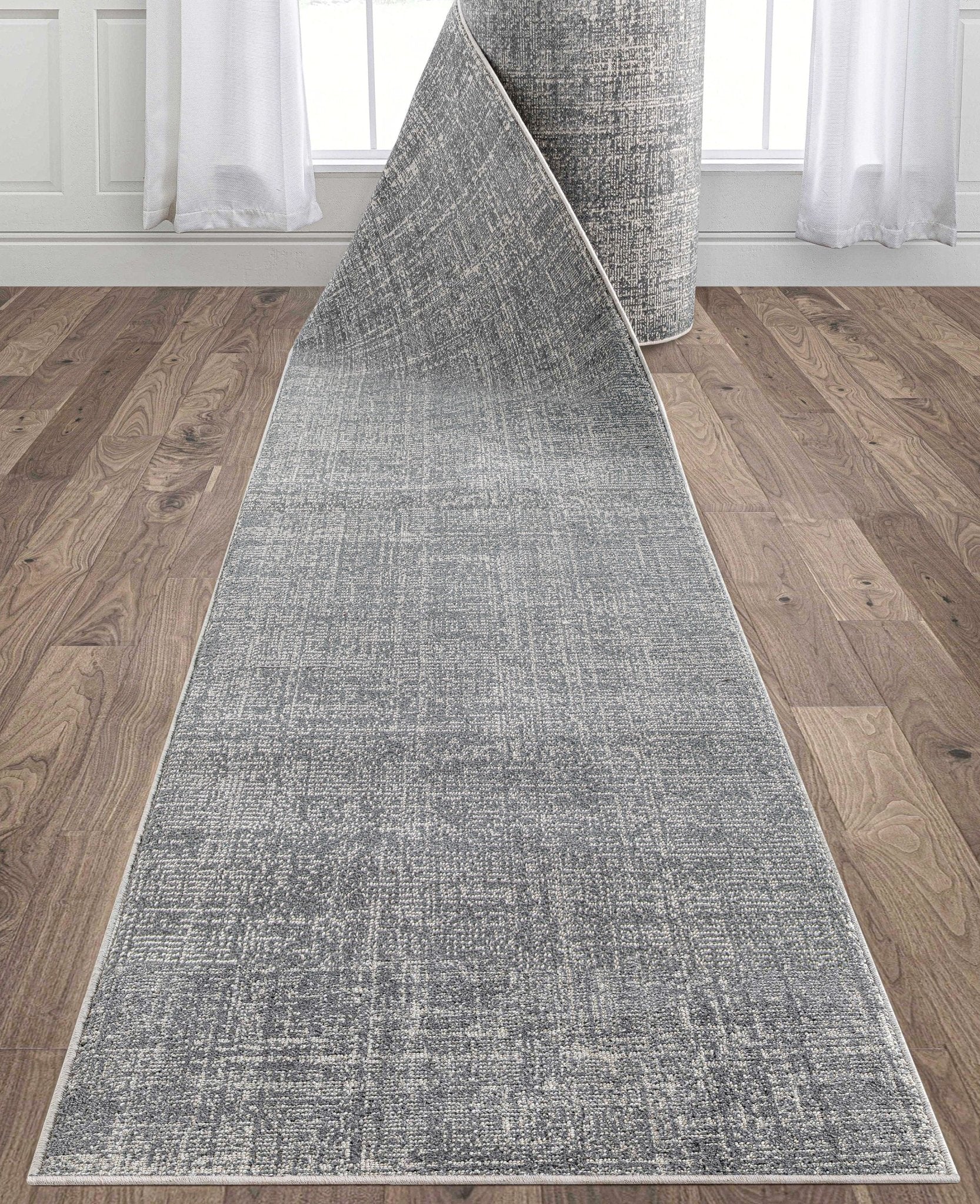 Custom Size Hallway & Stair Runner - Como Ivory Grey Choose Your Width x Choose Your Runner Length- Made to Order Runner - Ultra-Soft, Tweed Tonal Colors - Looped Pile Well Woven