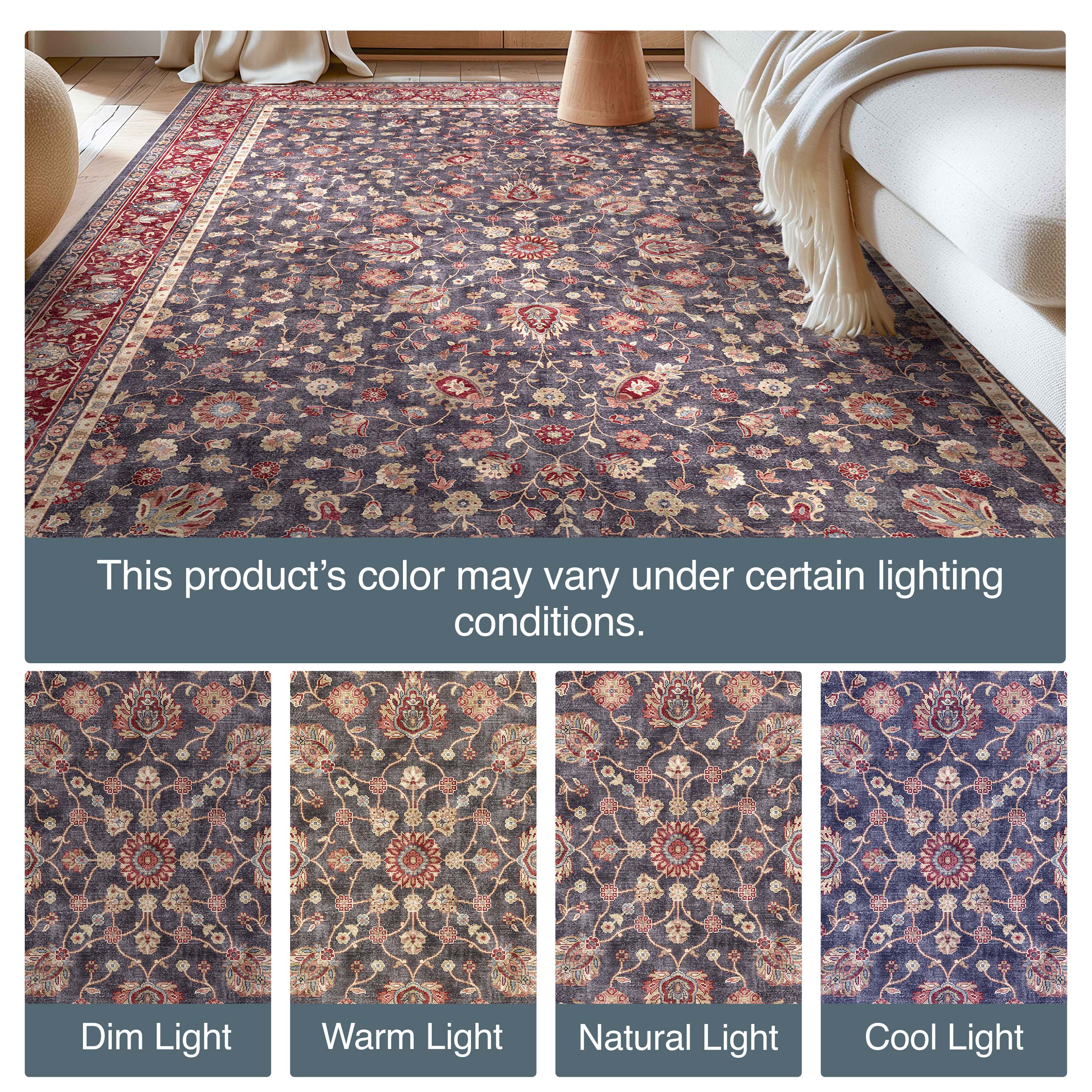 Rome Vintage Oriental Floral Flat-Weave Rug
