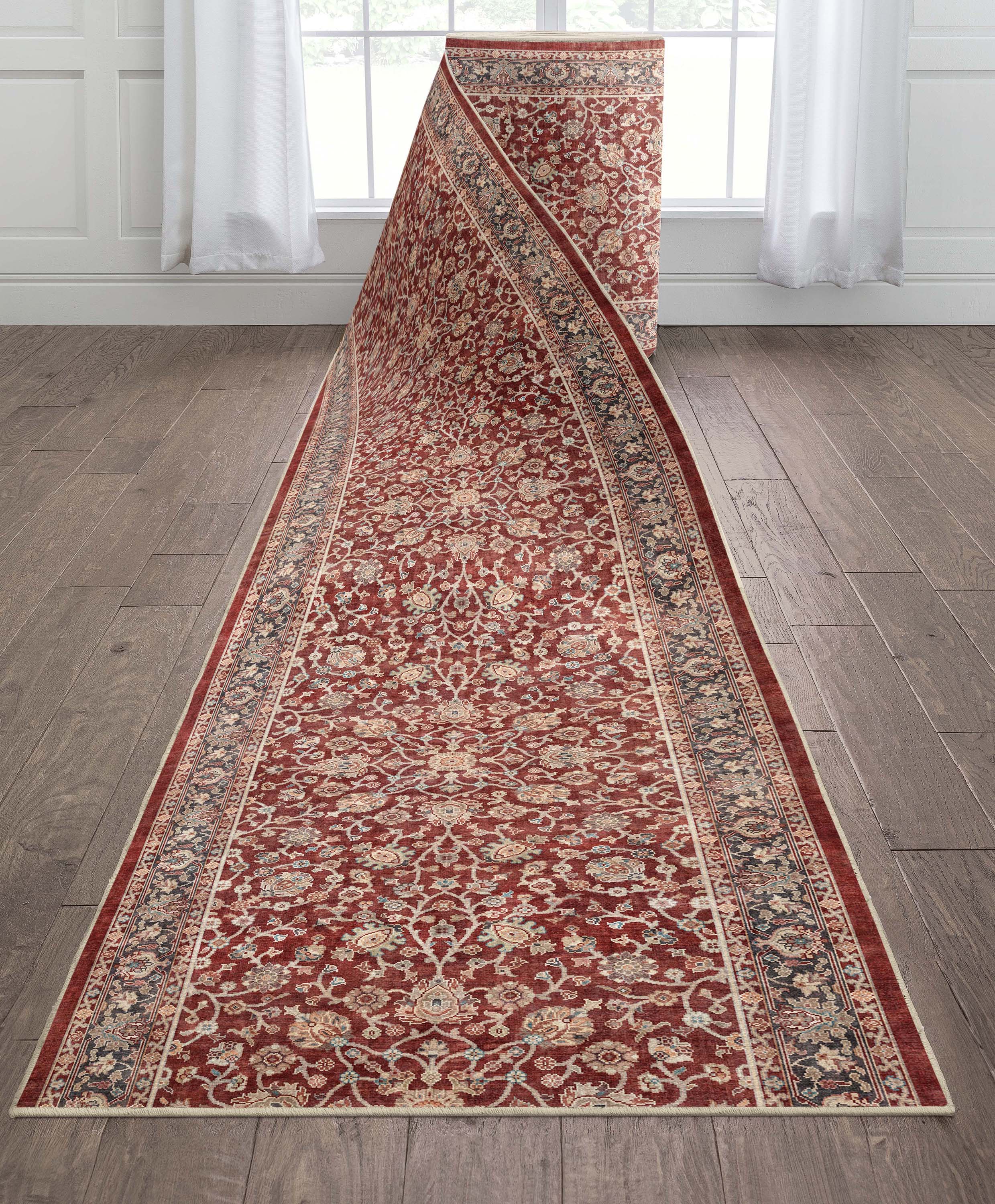 Custom Size Hallway & Stair Runner Rome Vintage Oriental Floral Red Choose Your Width x Choose Your Runner Length Well Woven