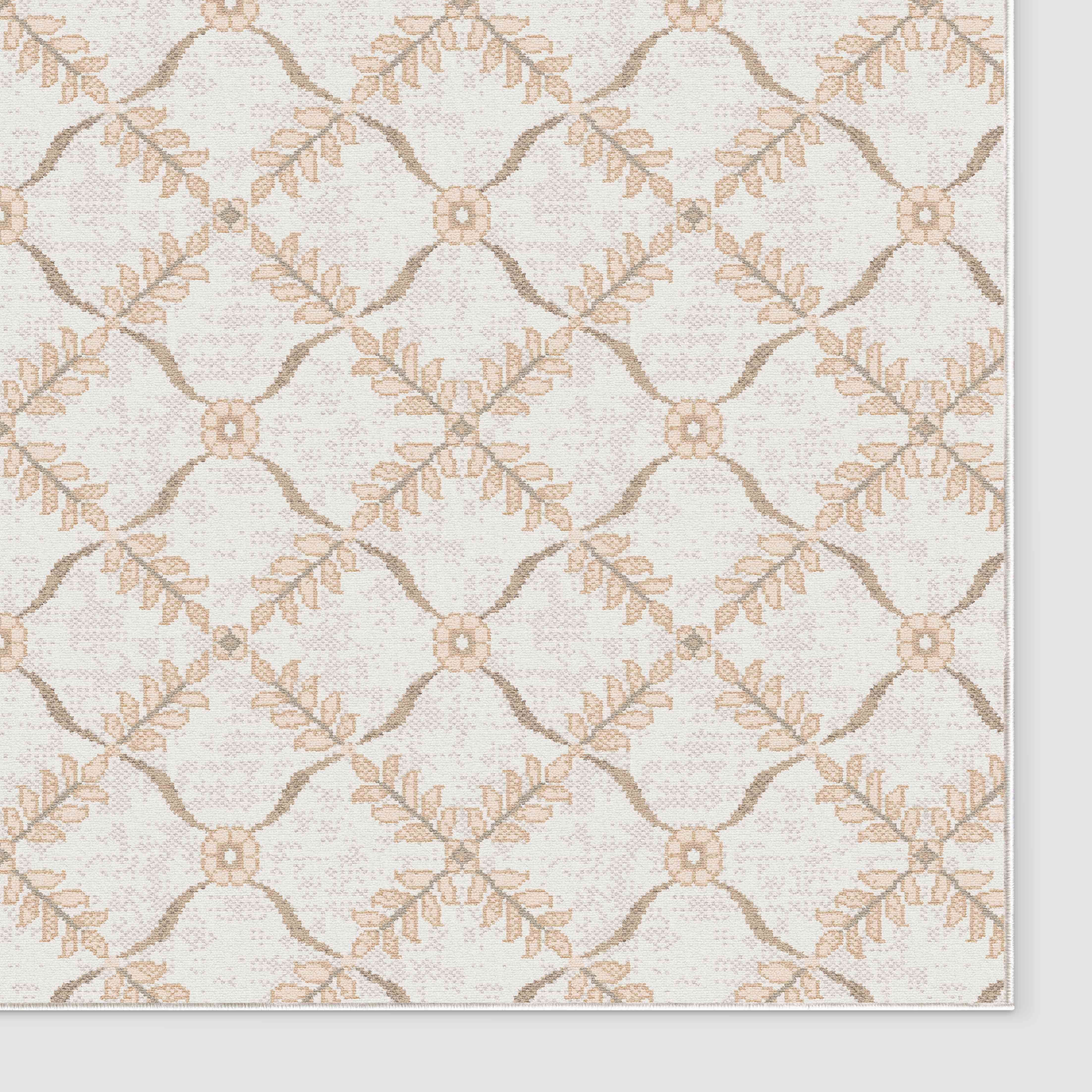 Well Woven - Aldwyn Cream Custom Rug - rug corner on white