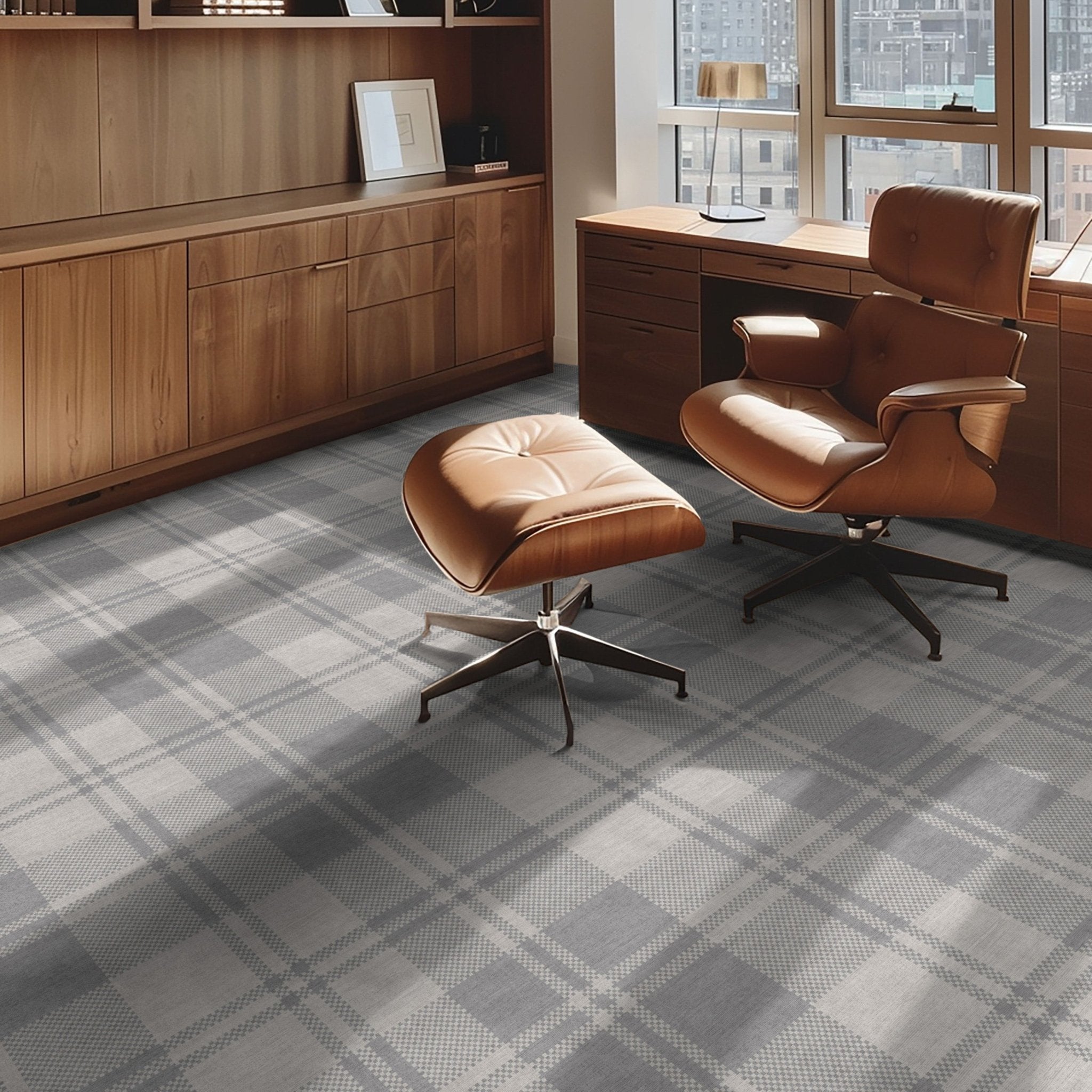 Oswald Custom Rug - Well Woven - Grey made-to-measure rug in a home office