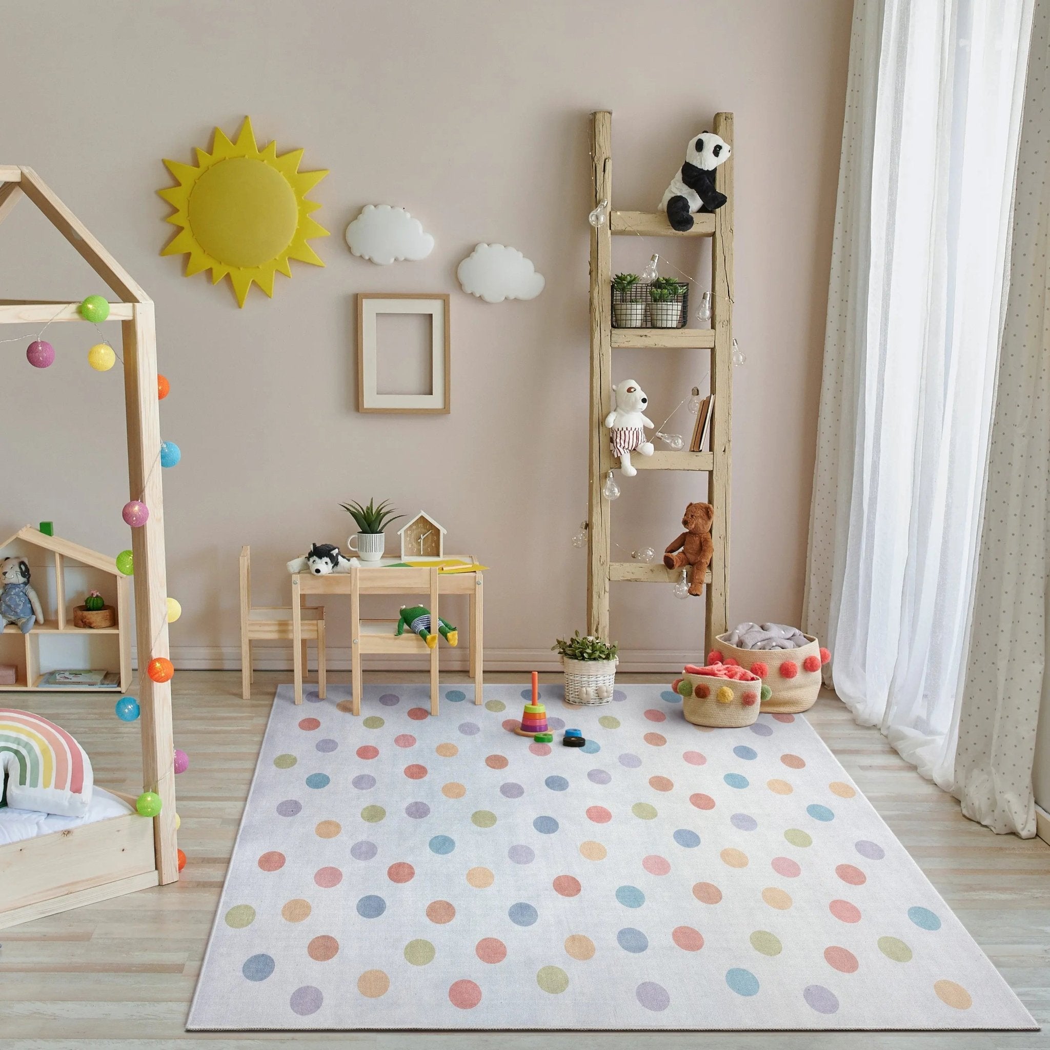 Multi Dot Modern Multi Color Area Flat-Weave Rug Well Woven