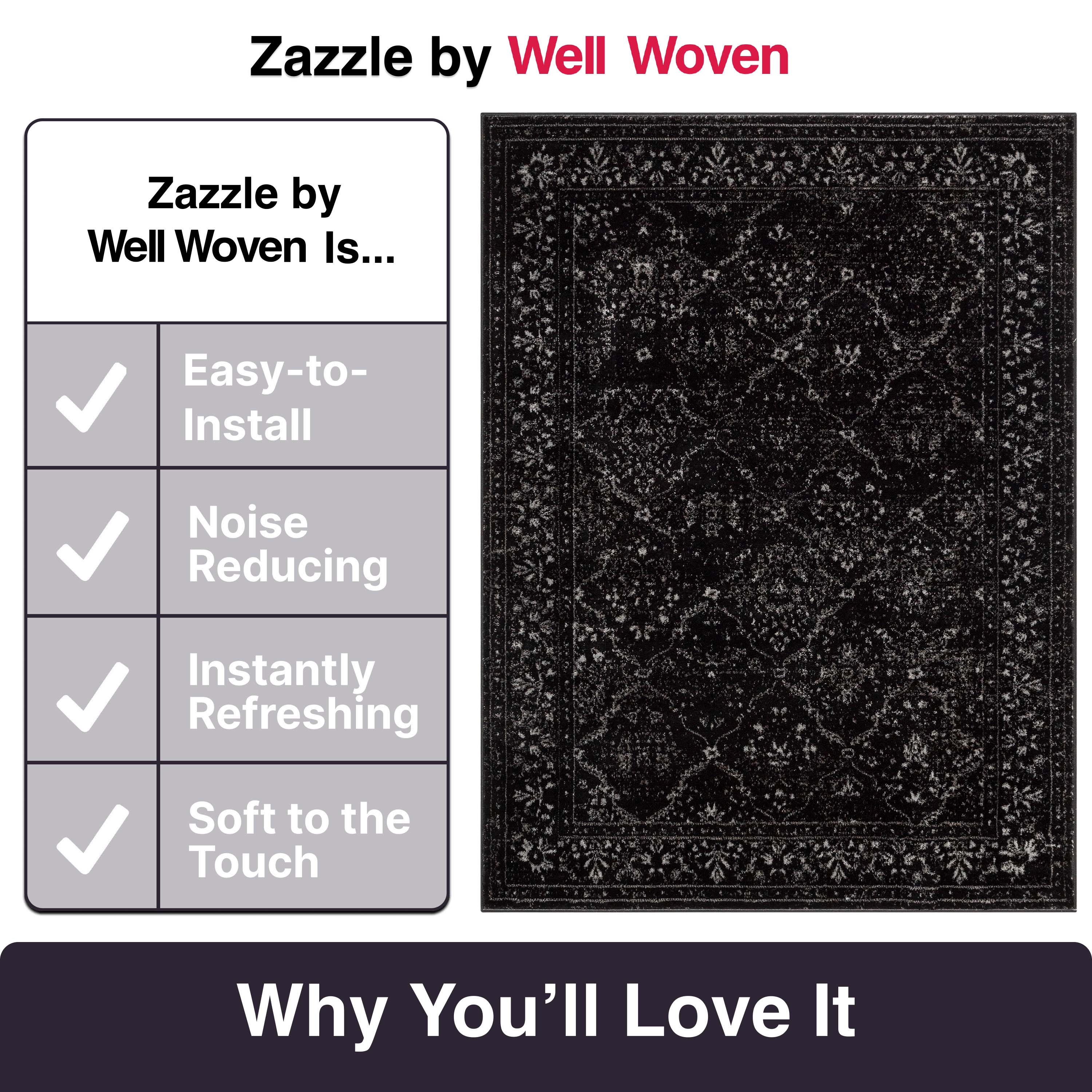 Argos Custom Size Runner Vintage Medallion Oriental Black Choose Your Width x Choose Your Length Hallway Runner Rug