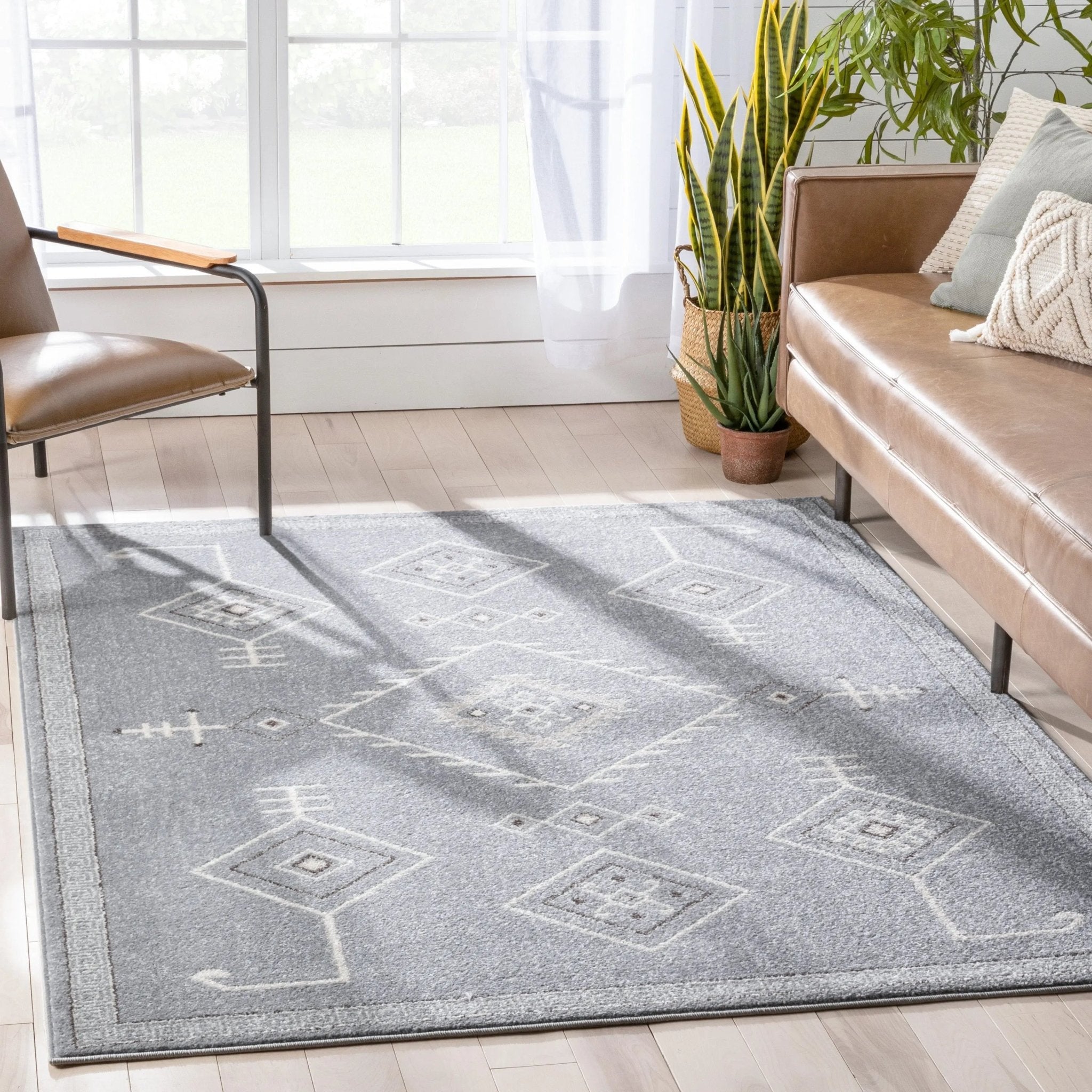 Azra Tribal Medallion Grey Rug Well Woven