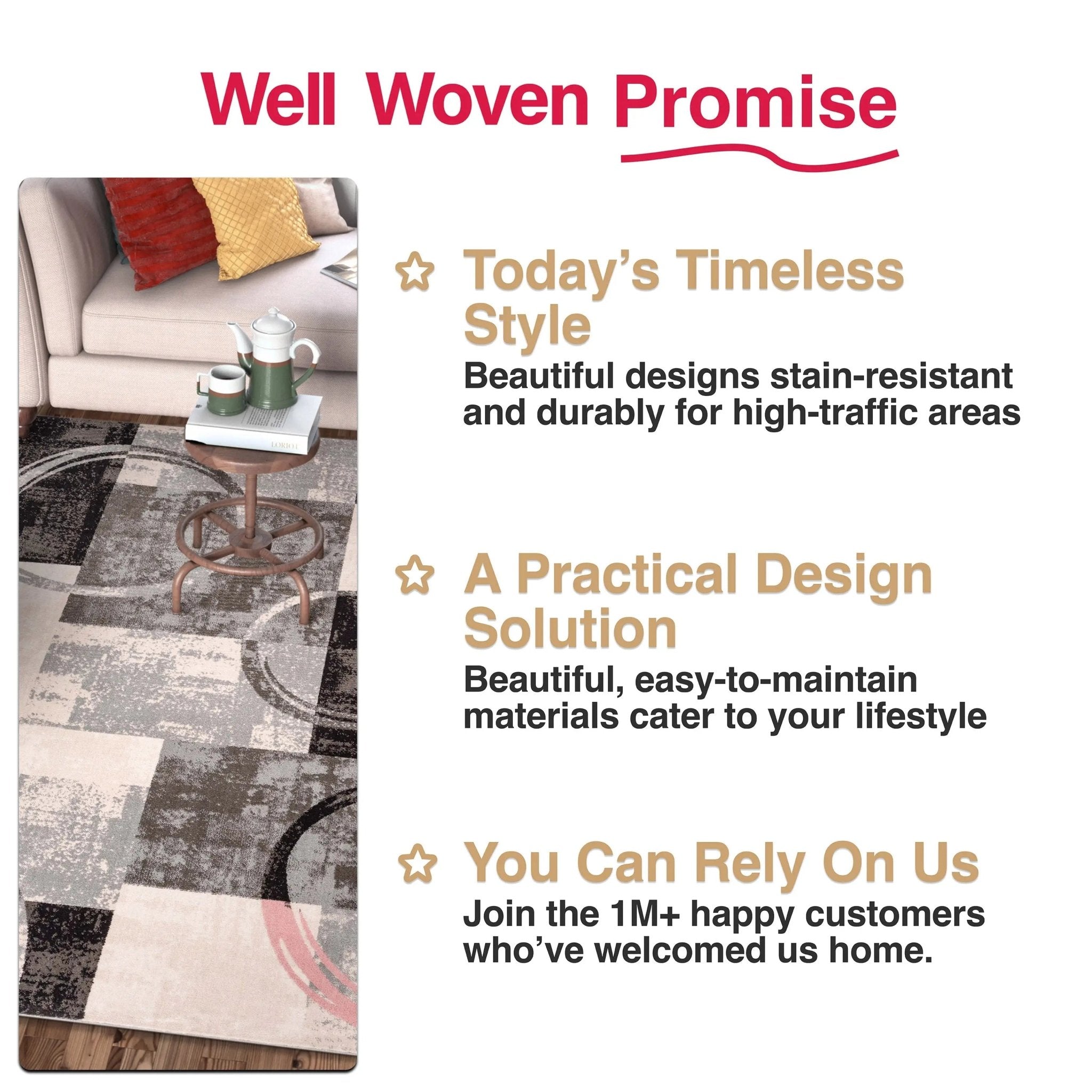 Shai Modern Geometric Grey Blush Rug Well Woven