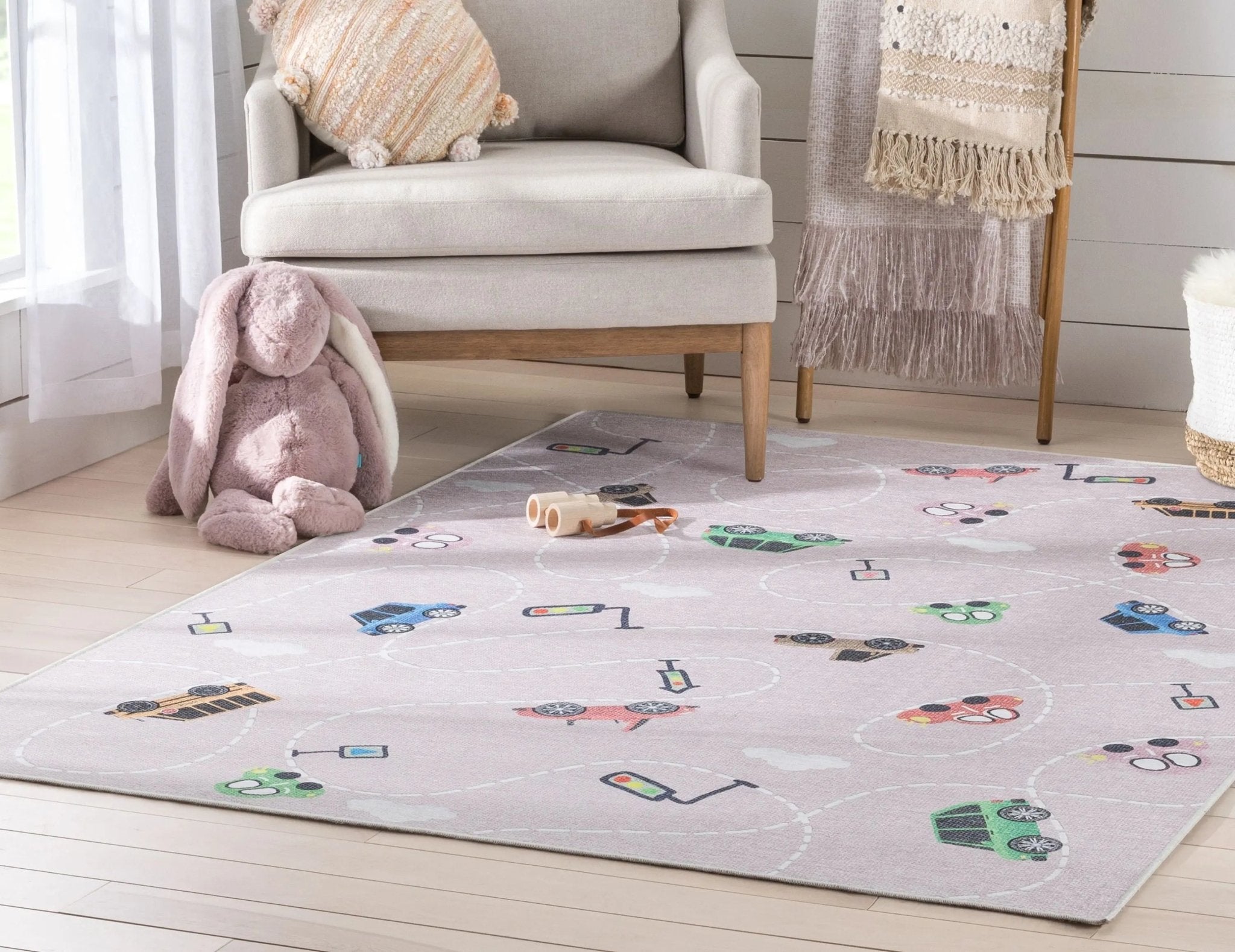 Traffic Modern Pink Kids Flat-Weave Rug Well Woven