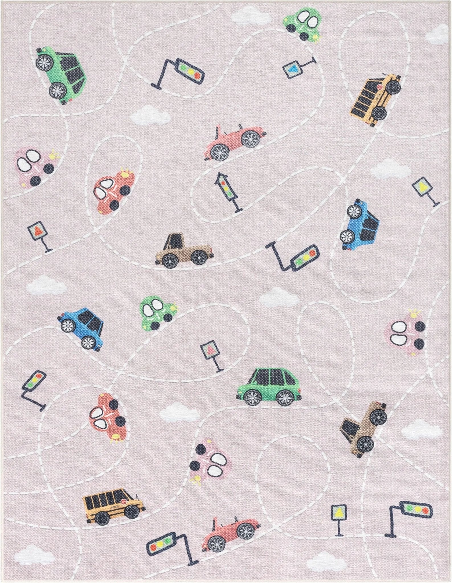 Traffic Modern Pink Kids Flat-Weave Rug Well Woven