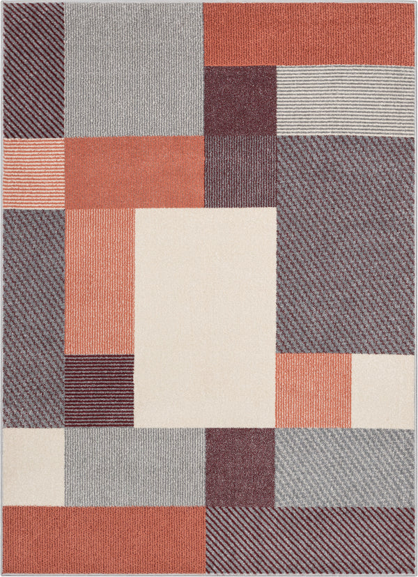 Wilma Modern Geometric Squares Blush Grey Rug