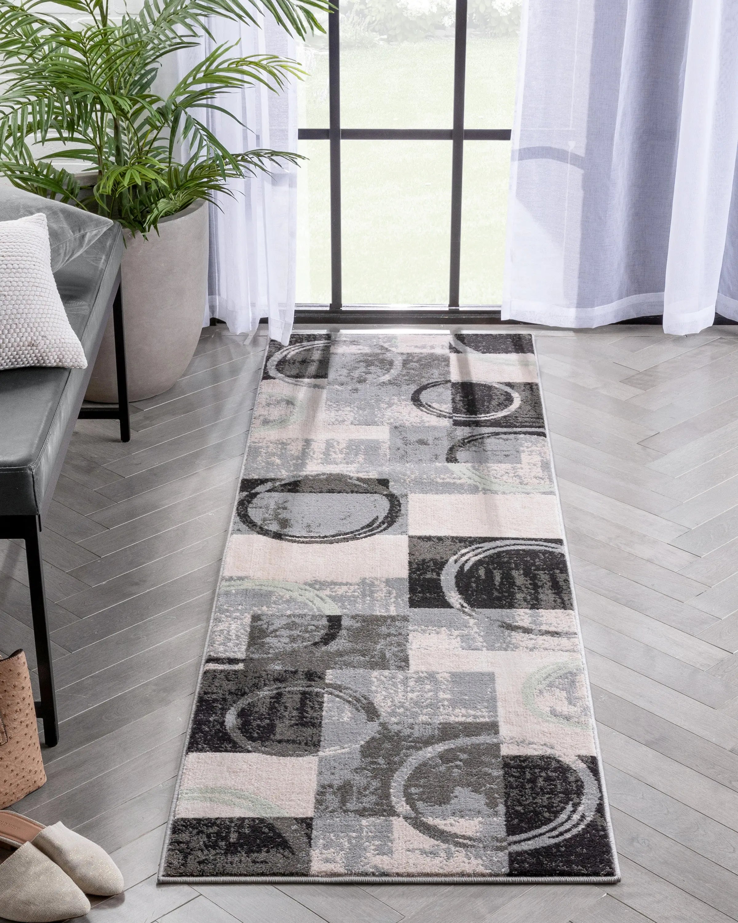 Shai Modern Geometric Grey Green Rug Well Woven