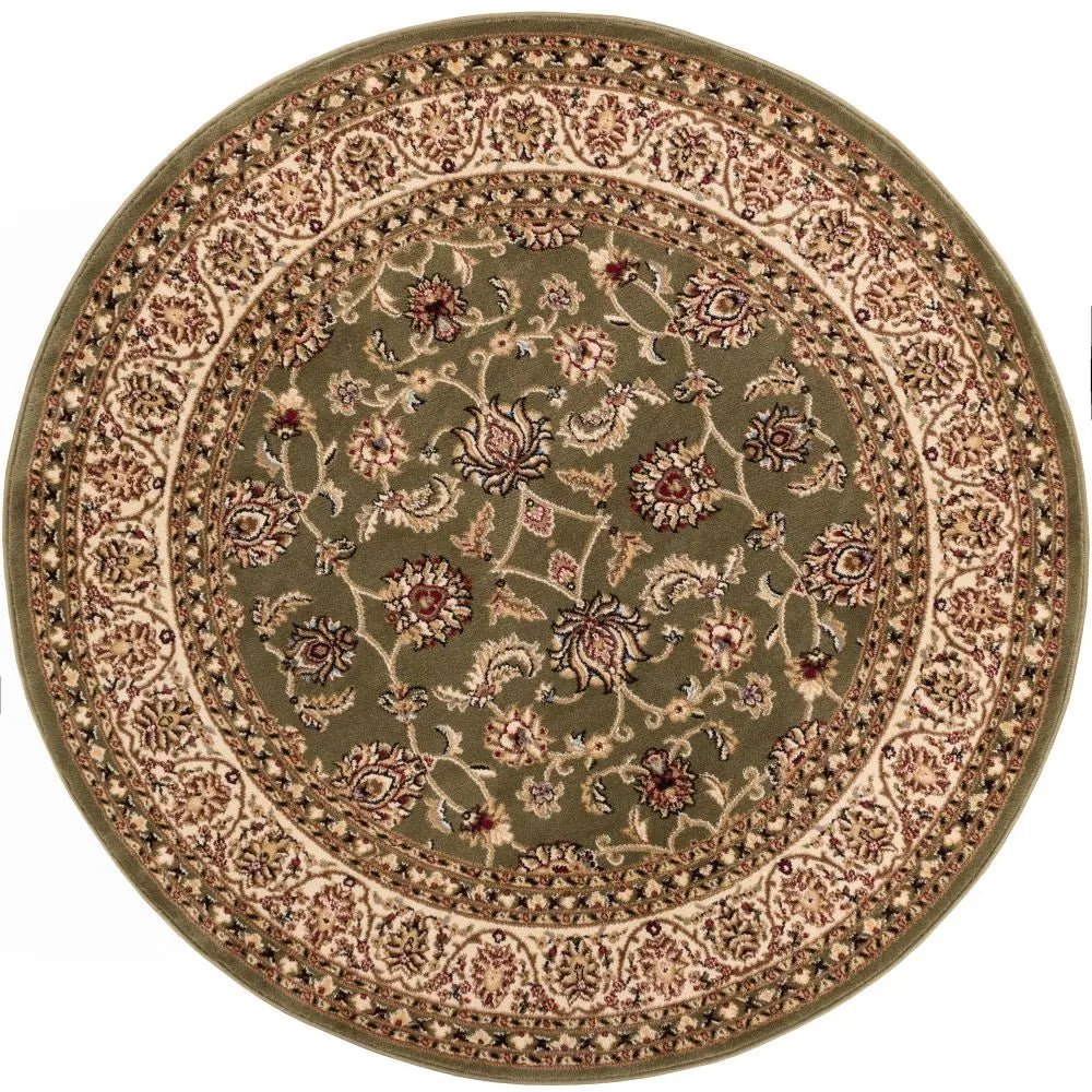 Sarouk Green Traditional Rug Well Woven