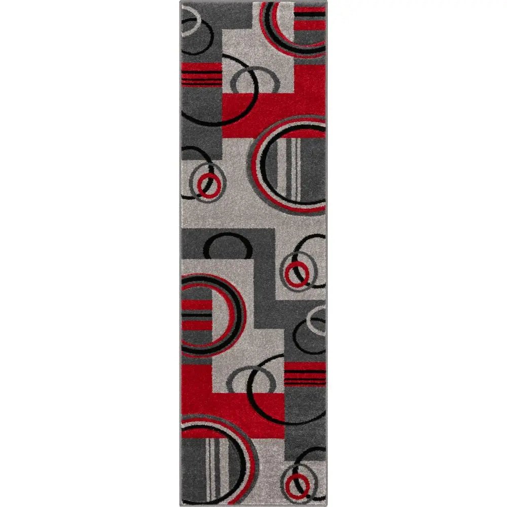Galaxy Waves Grey Red Modern Geometric Rug Well Woven