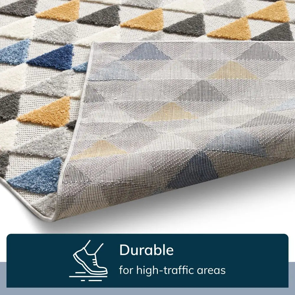Dream Blue Modern 5'3" x 7'3" Indoor Outdoor Rug Well Woven