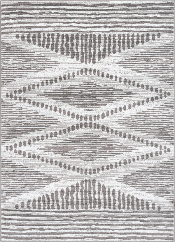 Aosta Tribal Diamond Pattern Ivory Grey Rug