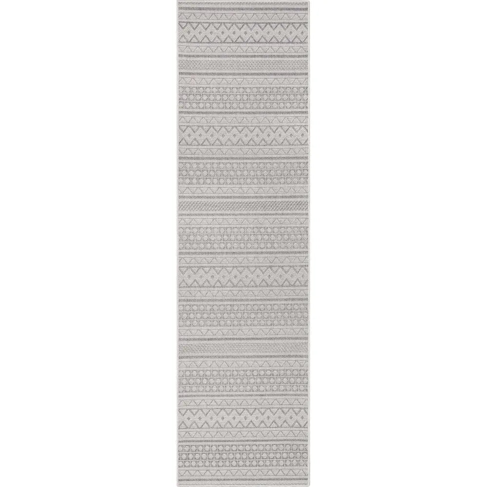 Arwen Tribal Indoor/Outdoor Grey Textured Rug Well Woven