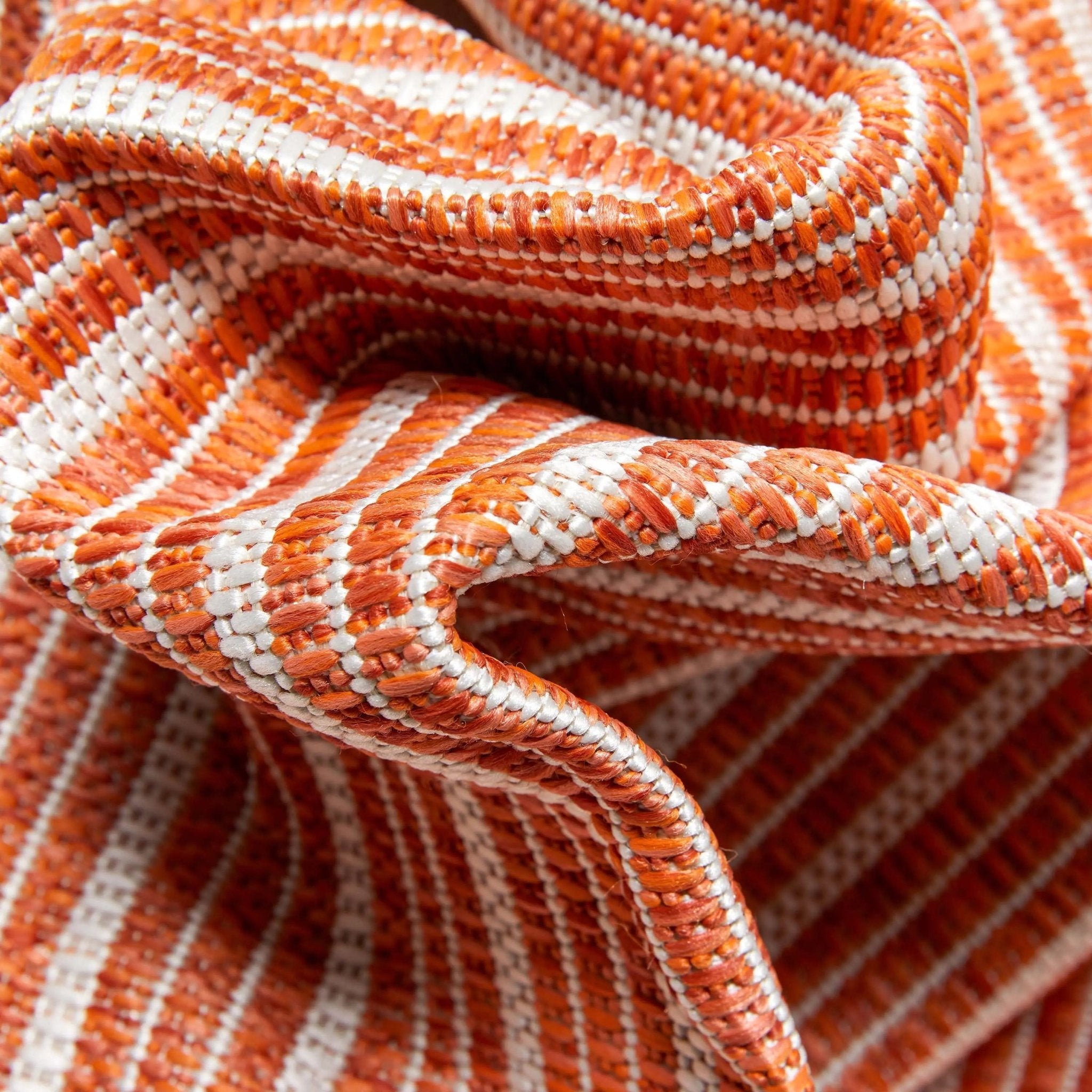 Frankie Modern Stripes Indoor/Outdoor Orange Textured 2'7" x 9'10" Runner Rug Well Woven