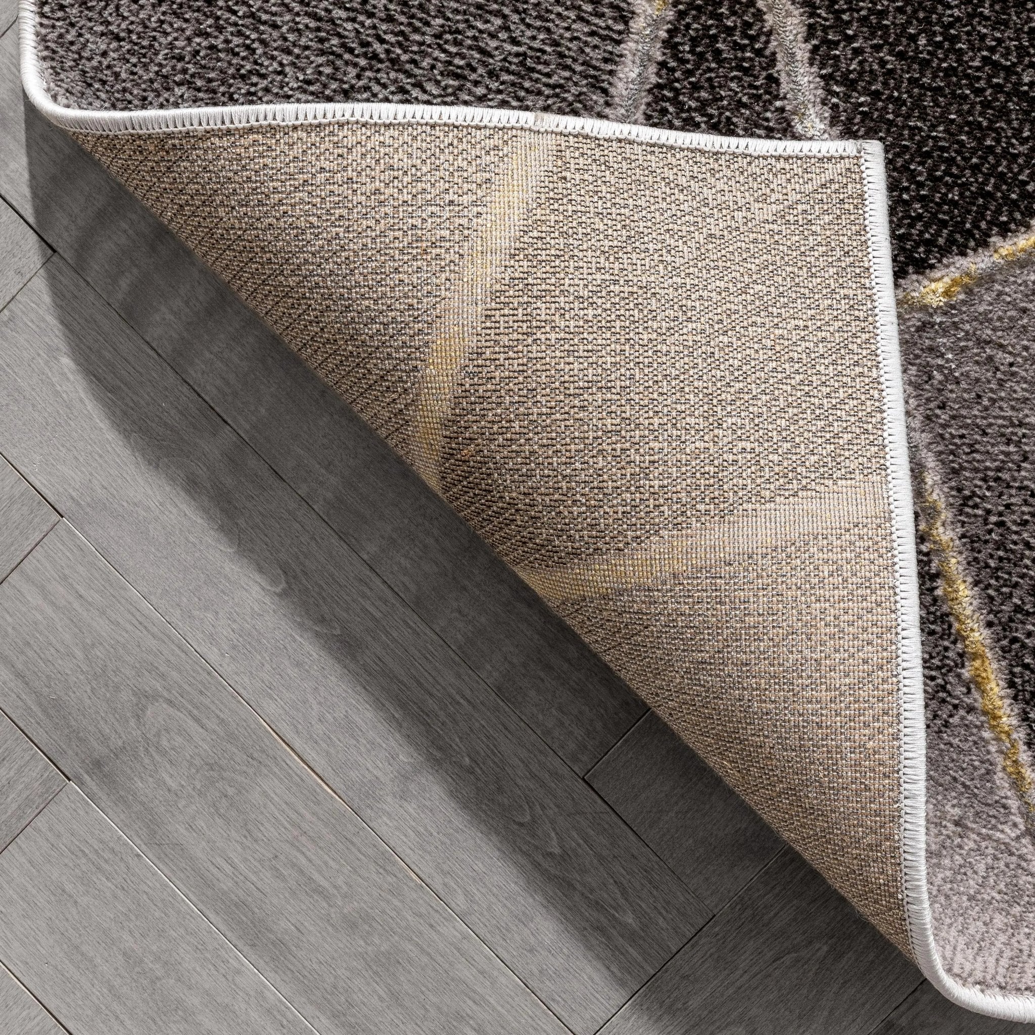 Arthur Retro Geometric Marble Pattern Grey Glam Rug Well Woven