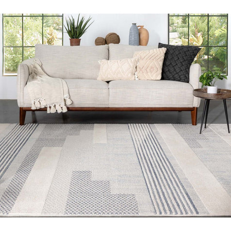 Briar Tribal Geometric Abstract Light Blue Looped Pile Rug