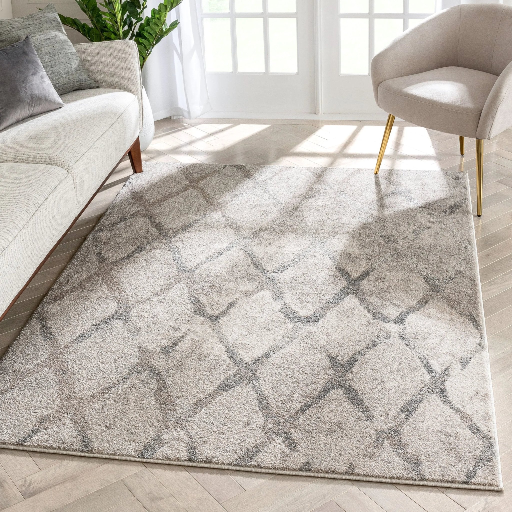 Cecil Moroccan Lattice Trellis Ivory Vintage Rug Well Woven