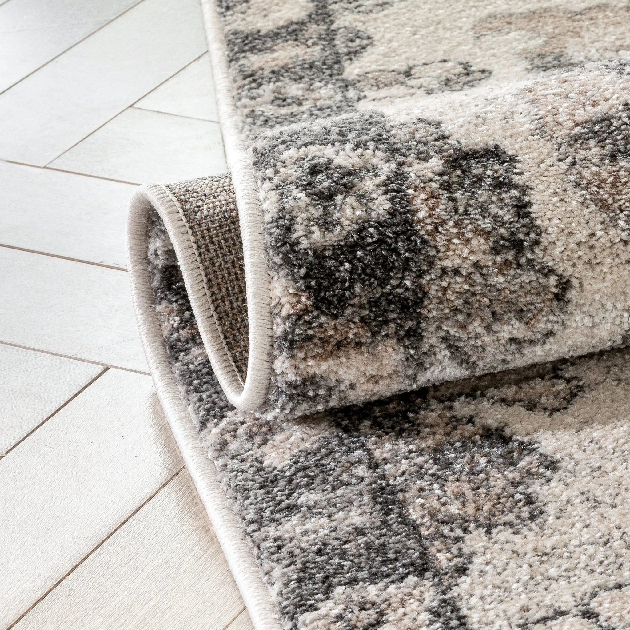 Selma Oriental Floral Pattern Grey Vintage Rug Well Woven