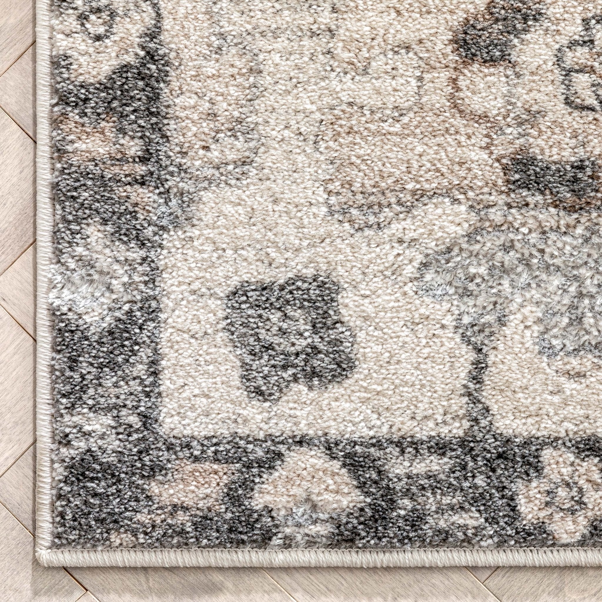 Selma Oriental Floral Pattern Grey Vintage Rug Well Woven