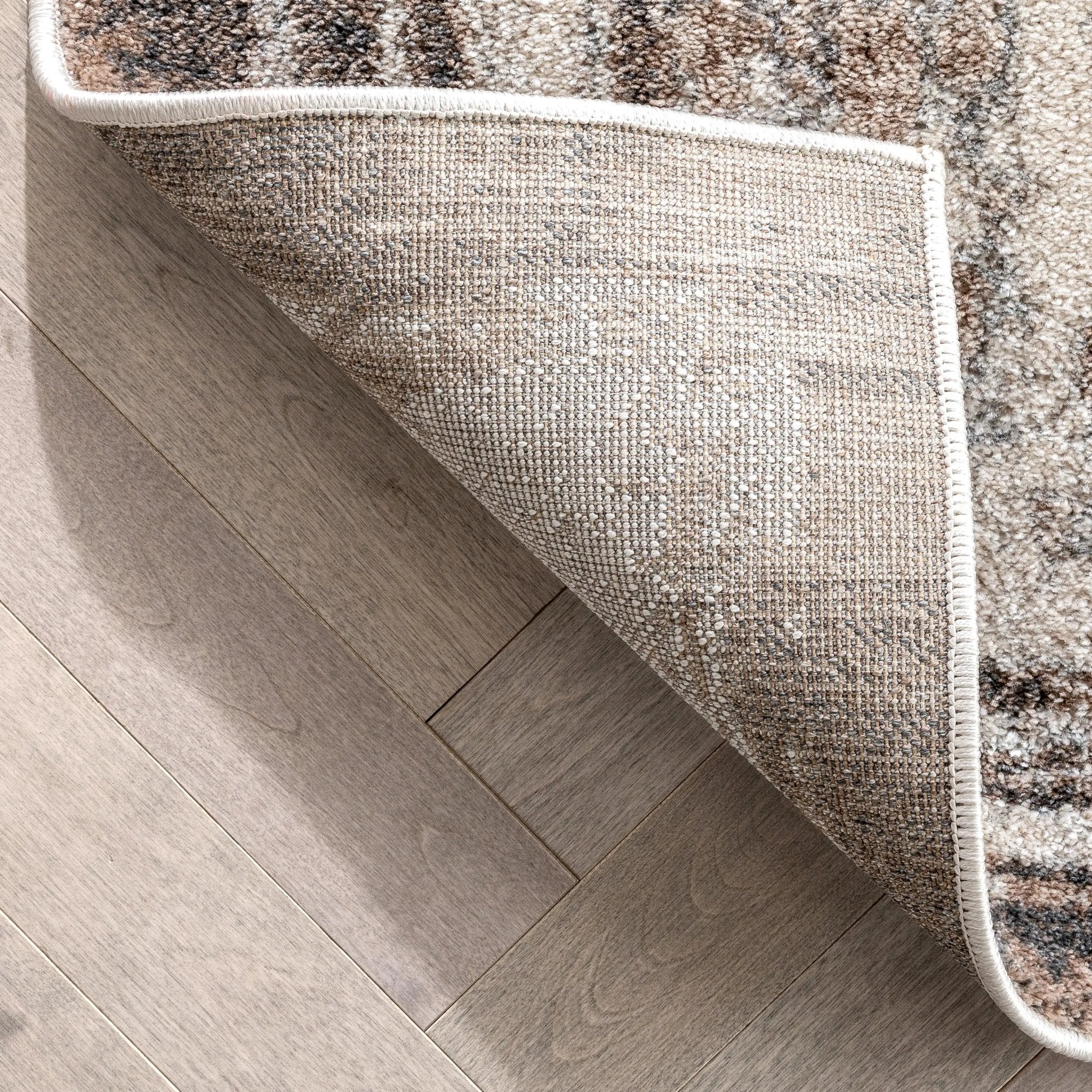 Francis Abstract Brushstroke Ivory Vintage Rug Well Woven