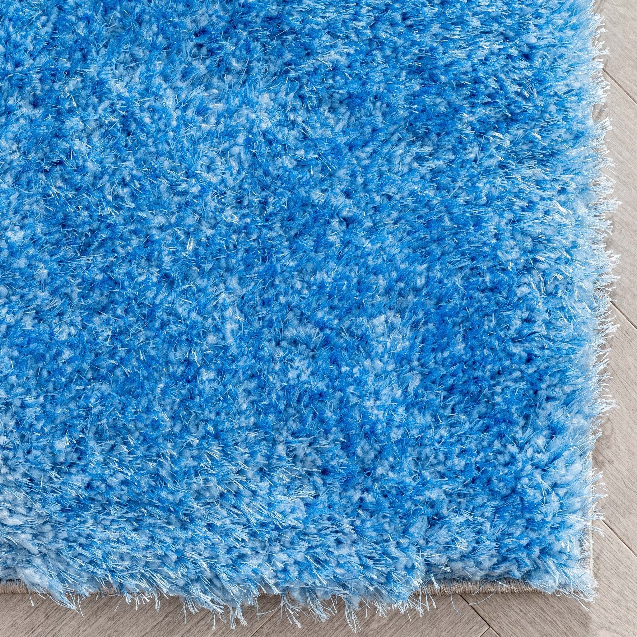 Remi Contemporary Geometric Boxes 3D Textured Shag Grey  Light Blue Rug Well Woven