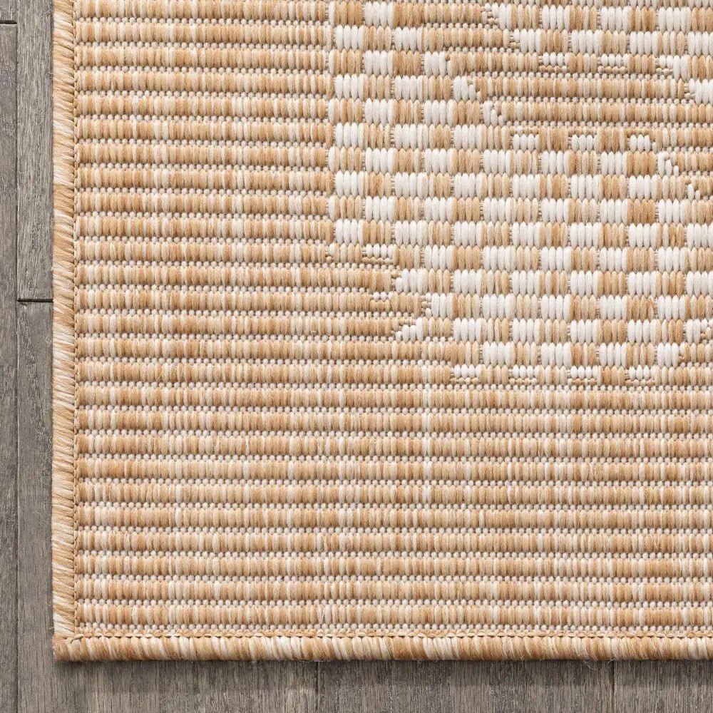 Sol Nordic Lattice Trellis Indoor Outdoor Beige Flatweave Rug Well Woven