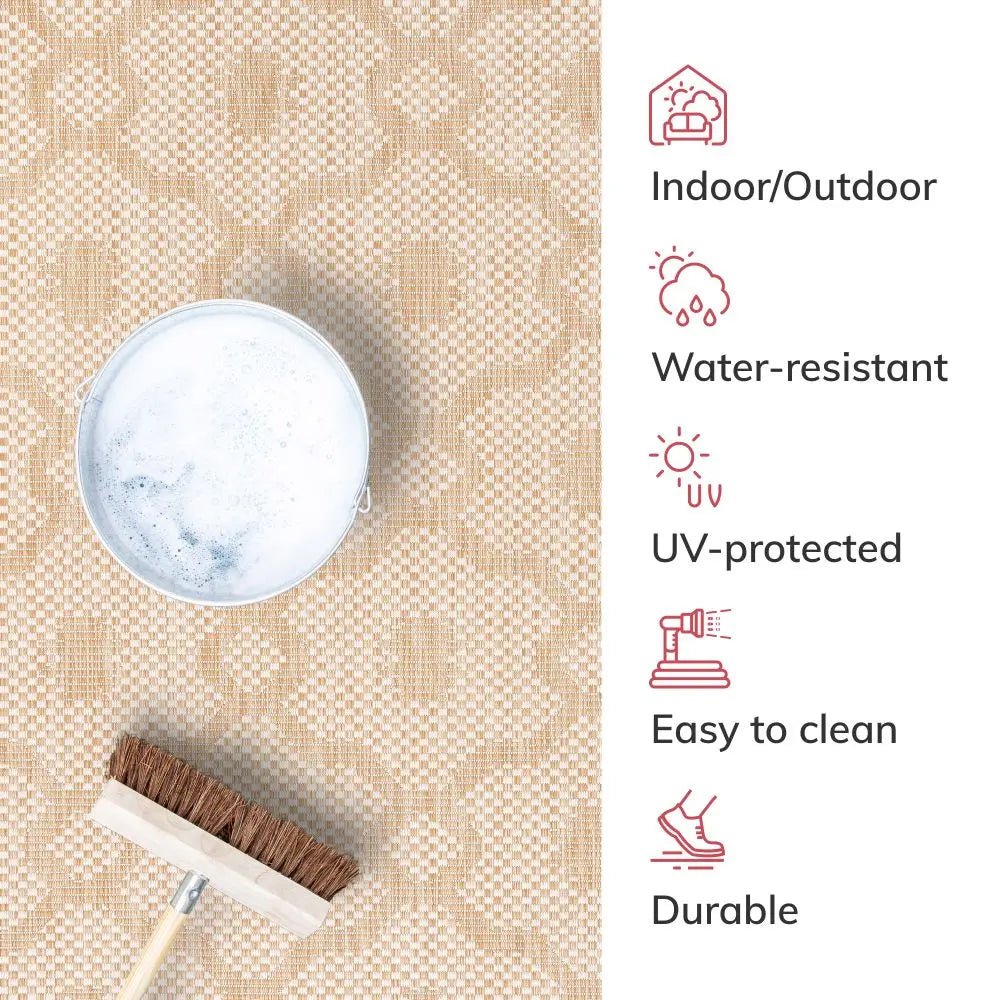 Sol Nordic Lattice Trellis Indoor Outdoor Beige Flatweave Rug Well Woven