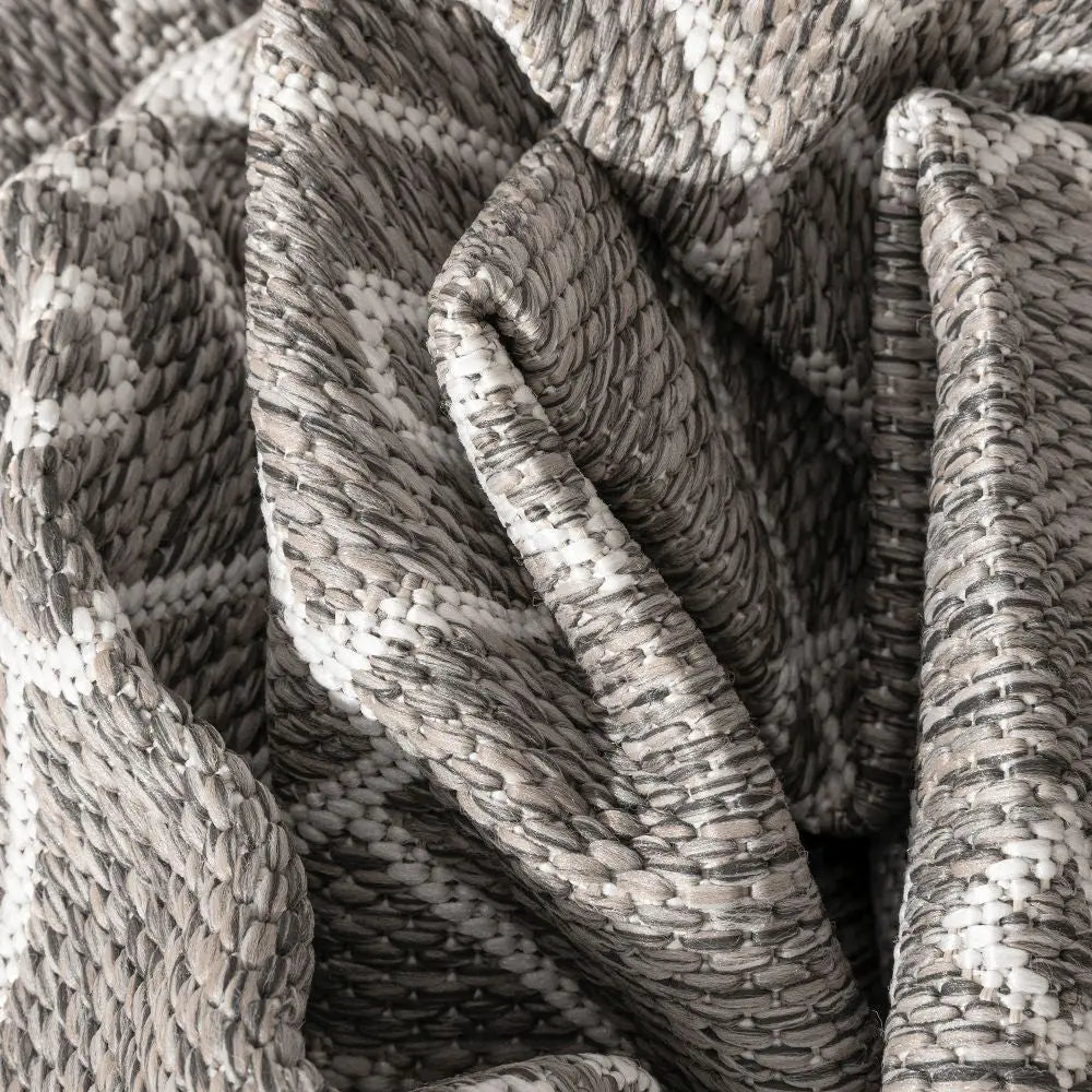 Nord Moroccan Tribal Indoor Outdoor Light Grey Flatweave Rug Well Woven