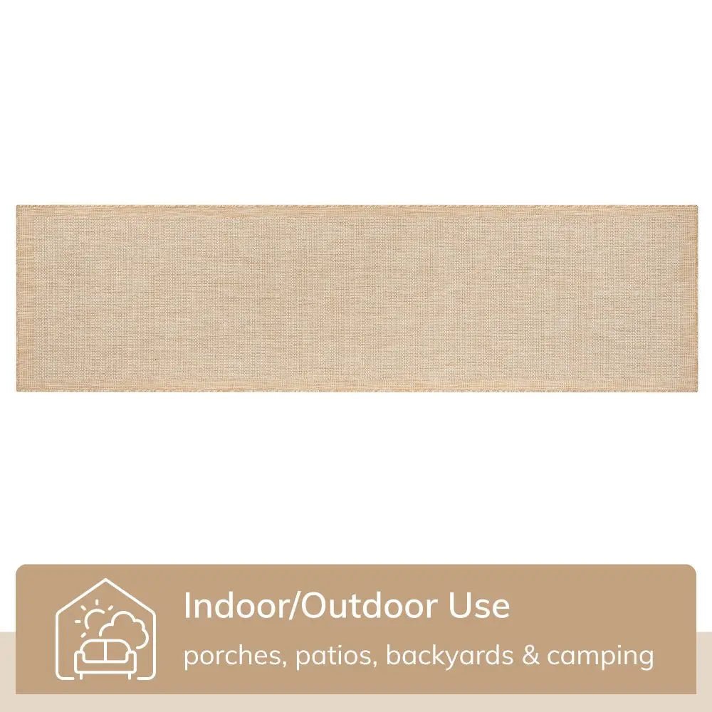Odin Solid & Striped Border Indoor Outdoor Taupe Flatweave Rug Well Woven