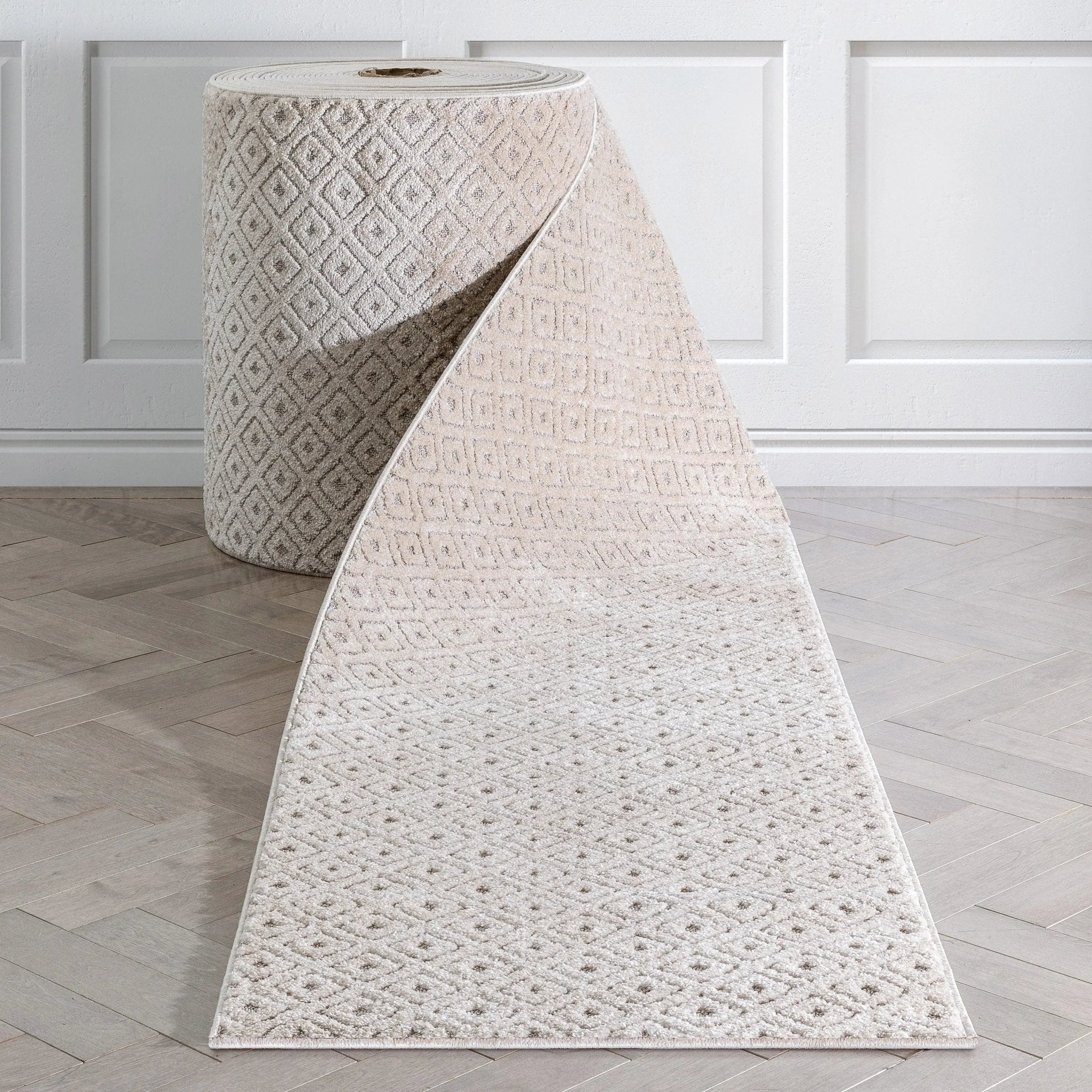 Custom Size Runner Pia Tribal Geometric Diamond Pattern Beige Grey Choose Your Width x Choose Your Length Hallway Runner Rug Well Woven