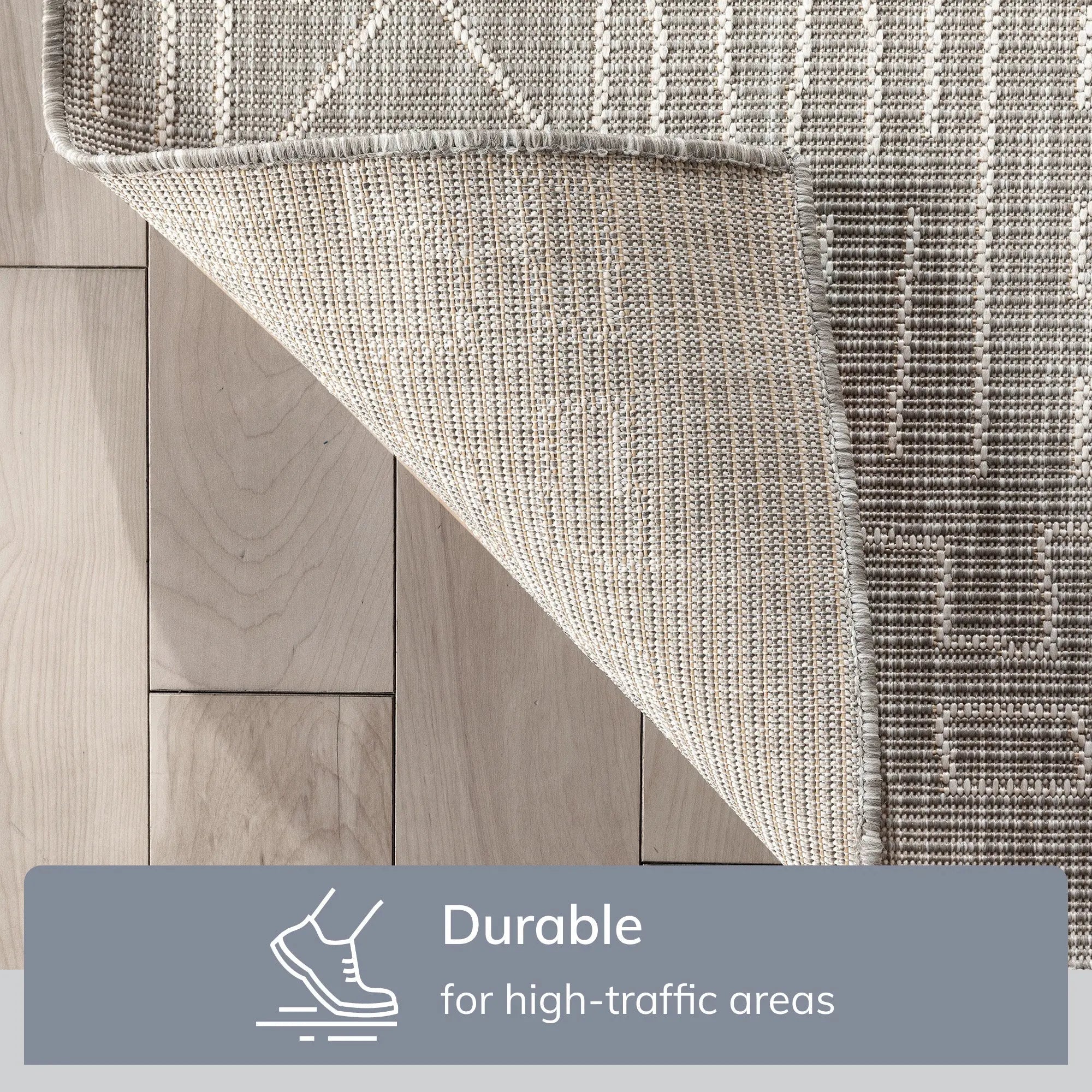 Anza Tribal Geometric Pattern Grey 5'3" x 7'3" Flat-Weave Indoor/Outdoor Rug Well Woven