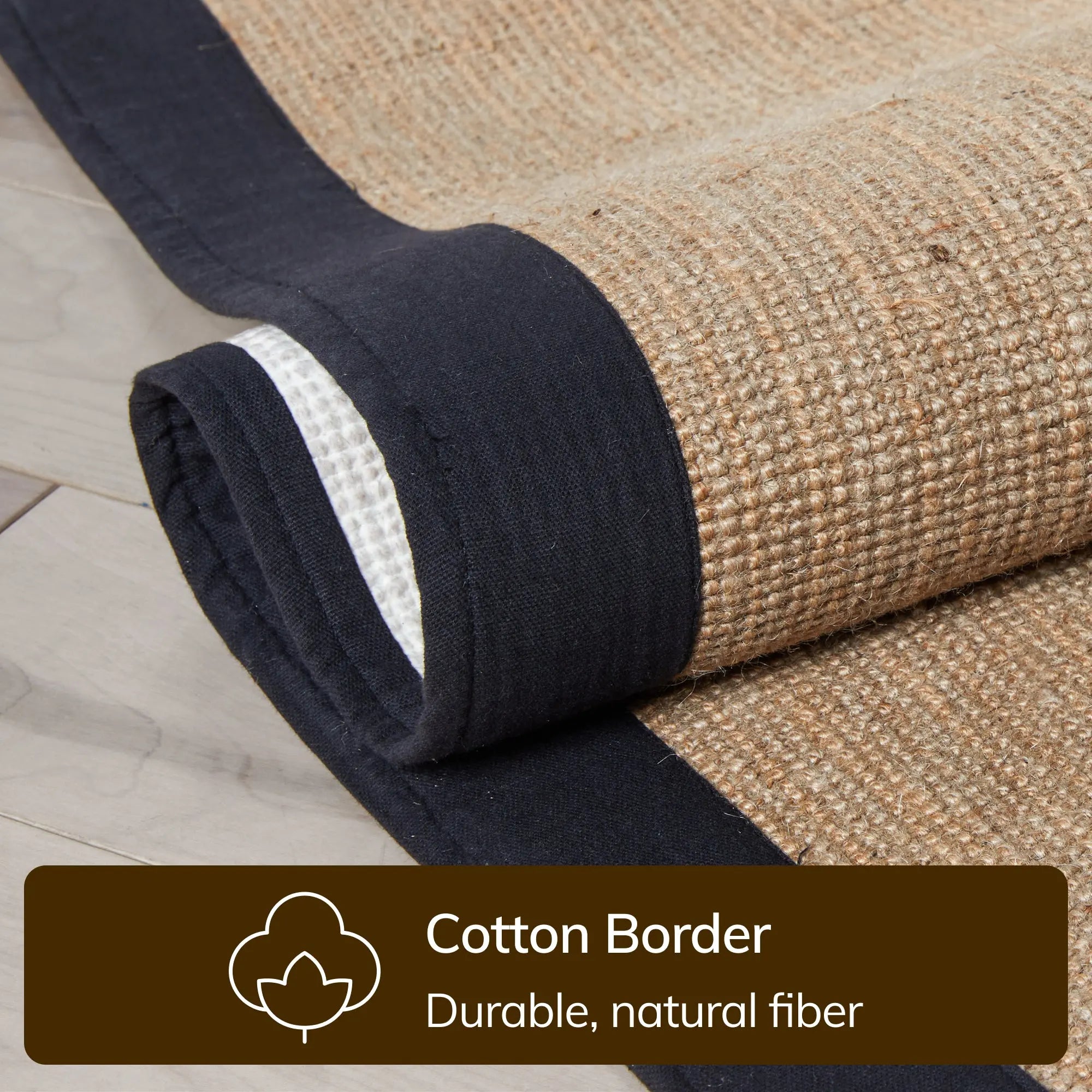 Sorel Farmhouse 5' x 7' Non-Slip Natural-Fiber Natural Black Border Rug Well Woven