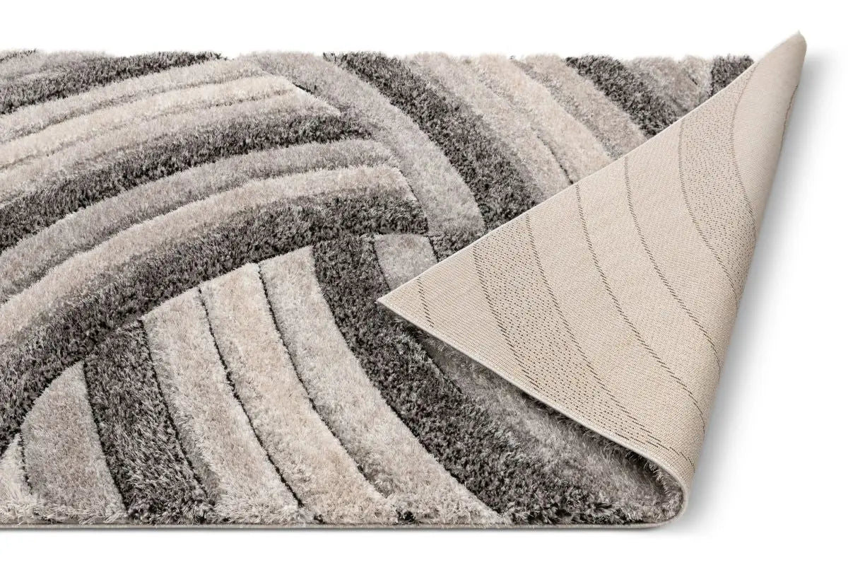 Ucci Grey Modern 3D Textured Shag Rug Well Woven