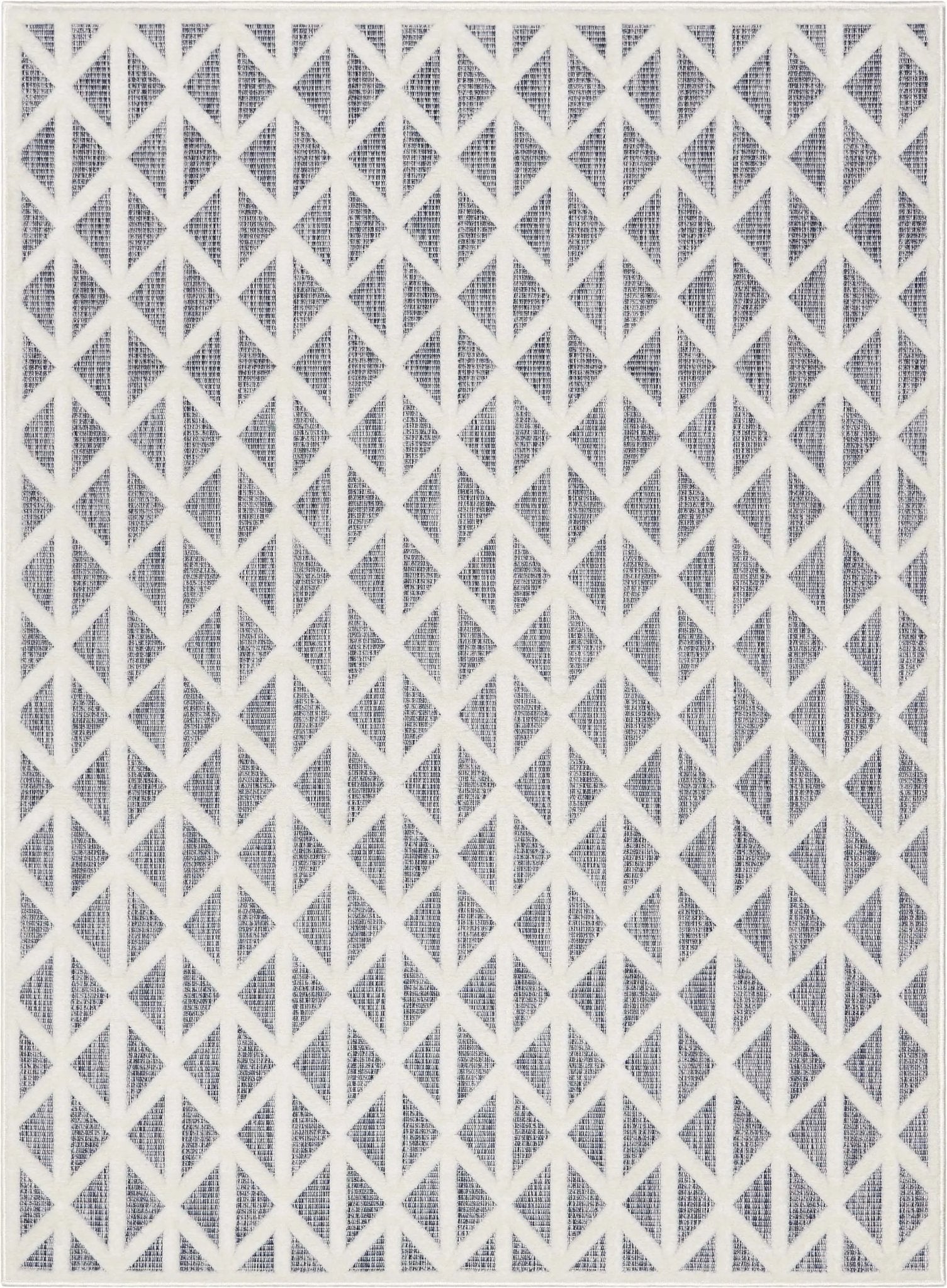 Ciel Modern Geometric Indoor/Outdoor Blue High-Low Rug Well Woven