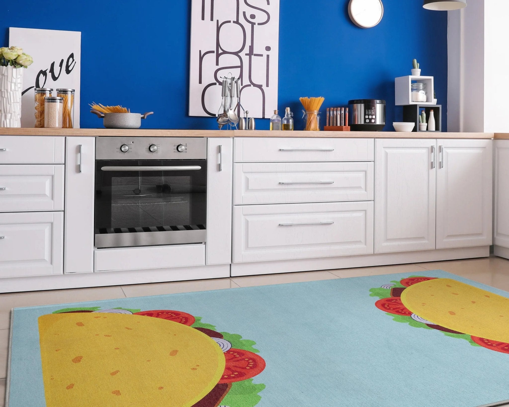 Taco Novelty Multi Blue Flat-Weave Rug Well Woven