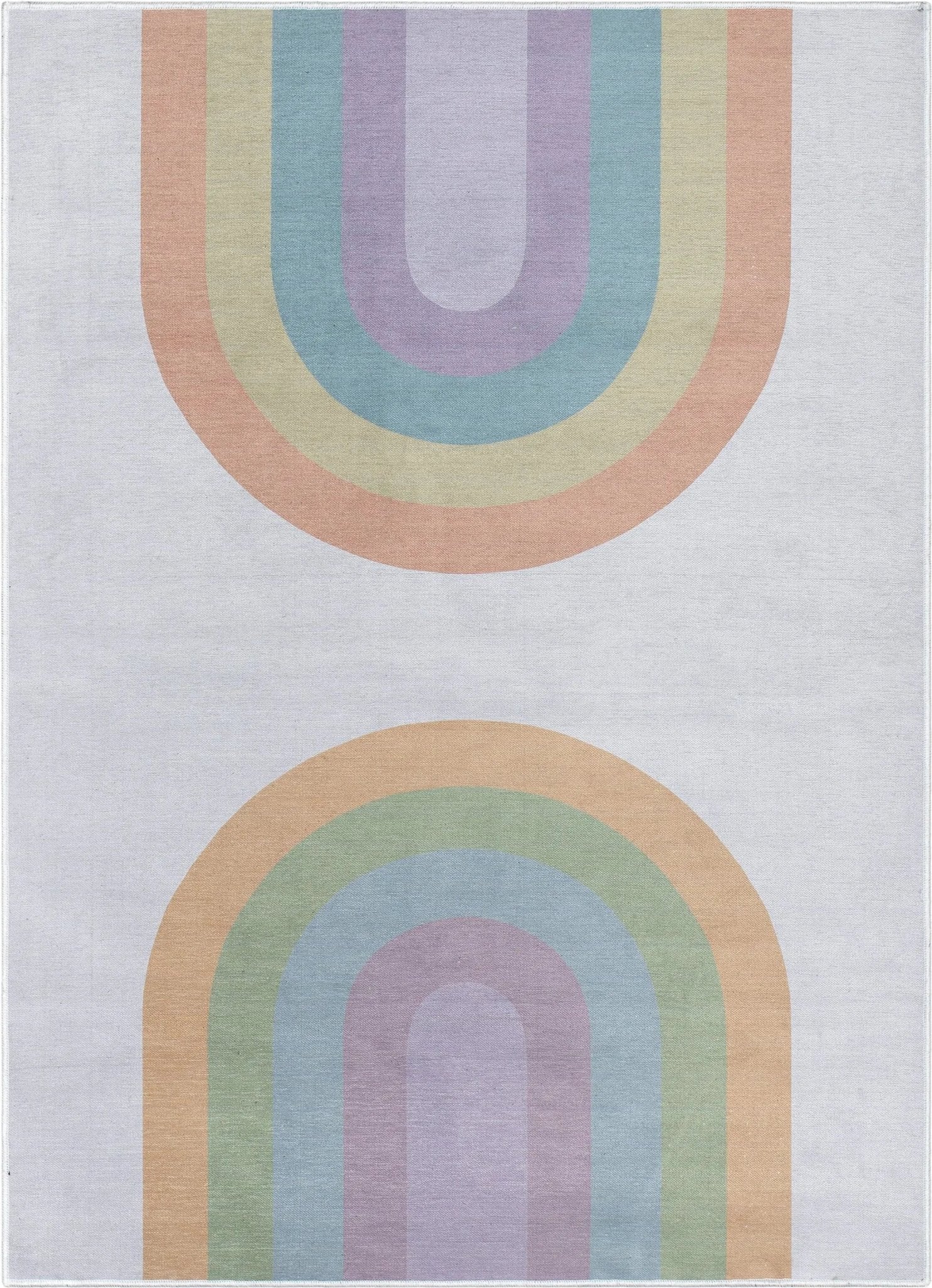 Rainbow Watercolor Modern Multi Color Area Flat-Weave Rug Well Woven