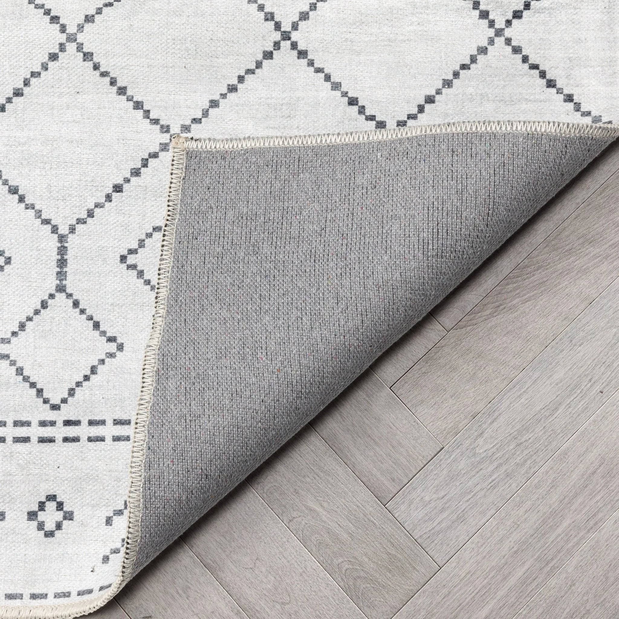 Anastasia Moroccan Trellis Pattern Ivory Grey Area Flat-Weave Rug Well Woven