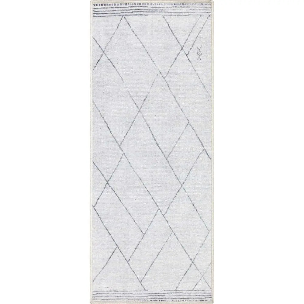 Bryn Moroccan Lattice Trellis Ivory Grey Area Flat-Weave Rug Well Woven