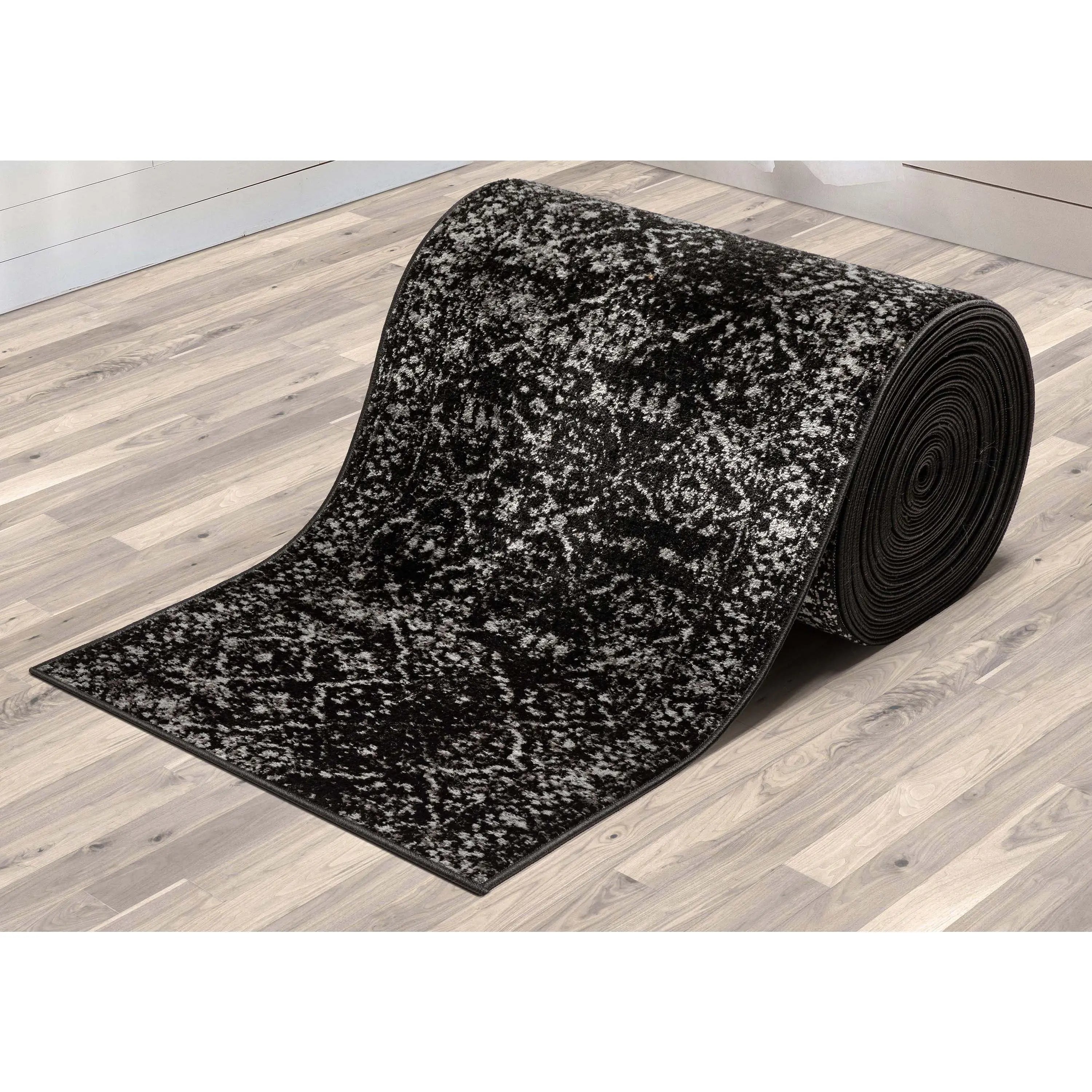 Argos Custom Size Runner Vintage Medallion Oriental Black Choose Your Width x Choose Your Length Hallway Runner Rug Well Woven