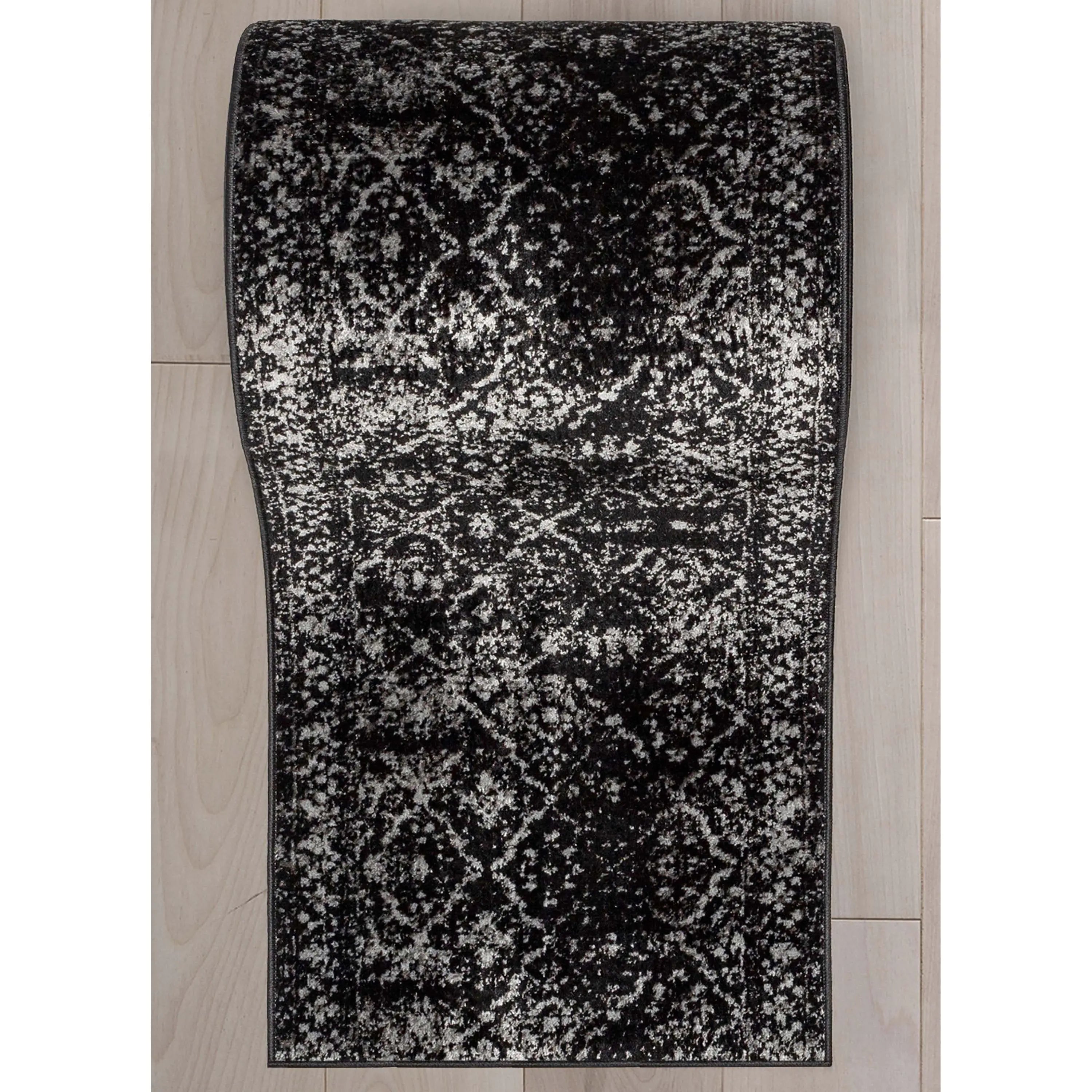 Argos Custom Size Runner Vintage Medallion Oriental Black Choose Your Width x Choose Your Length Hallway Runner Rug Well Woven